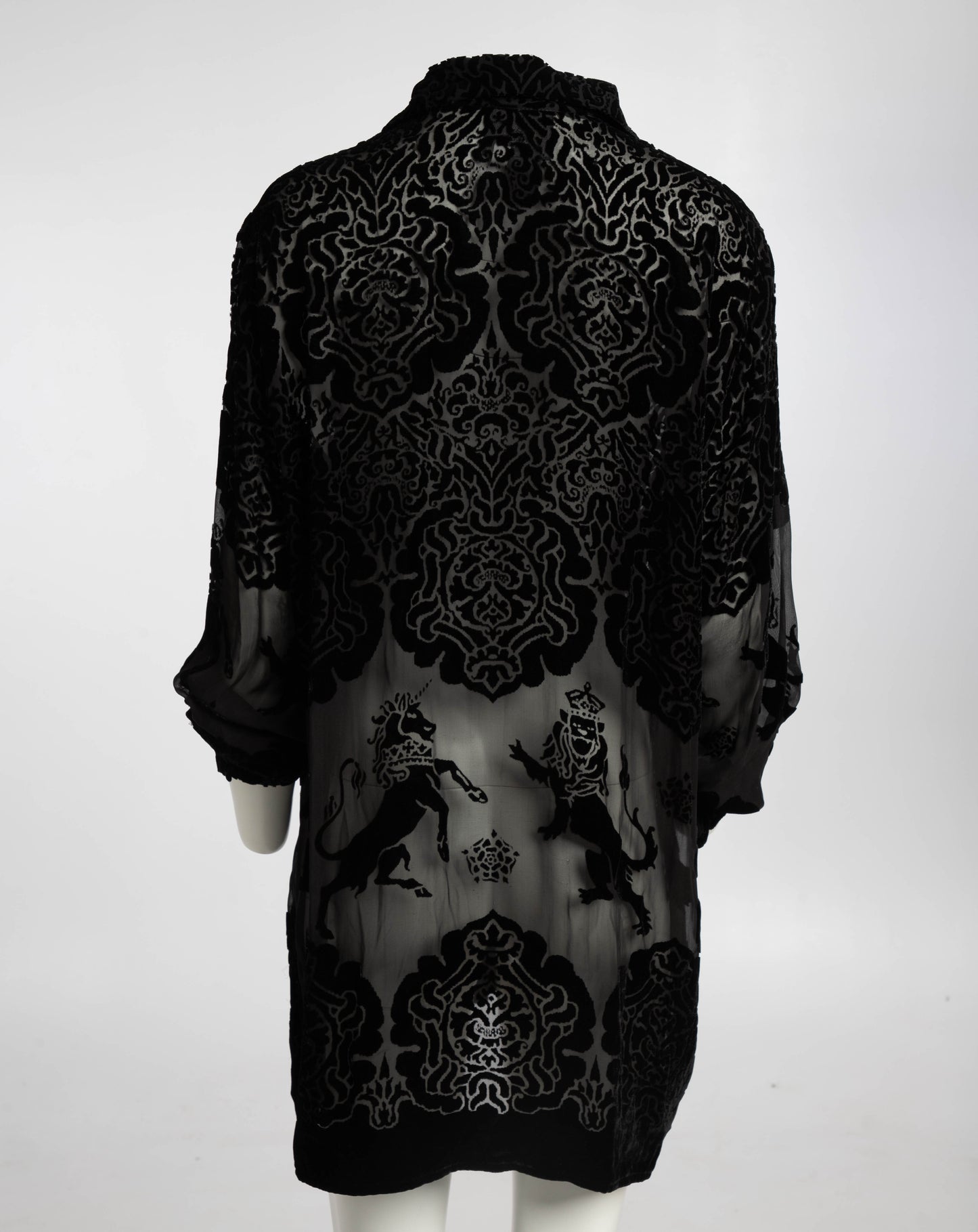 English Eccentrics Black Devore Unicorn and Lion Design Shirt