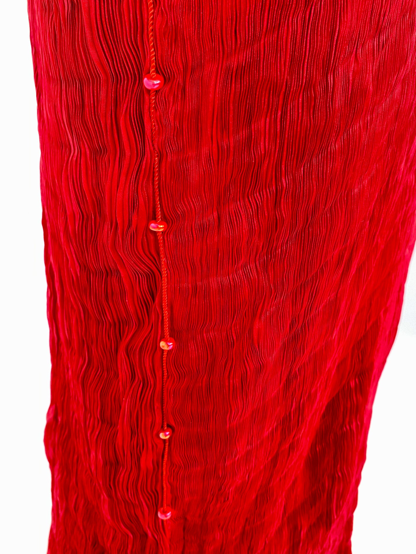 Fortuny Venetia Studium Deep Red Silk Pleated 'Delphos' Gown