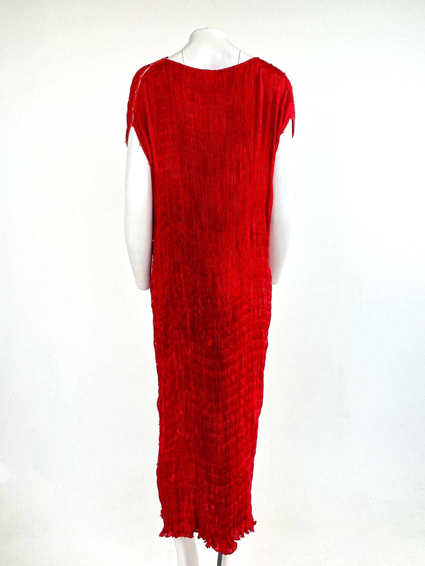 Fortuny Venetia Studium Deep Red Silk Pleated 'Delphos' Gown
