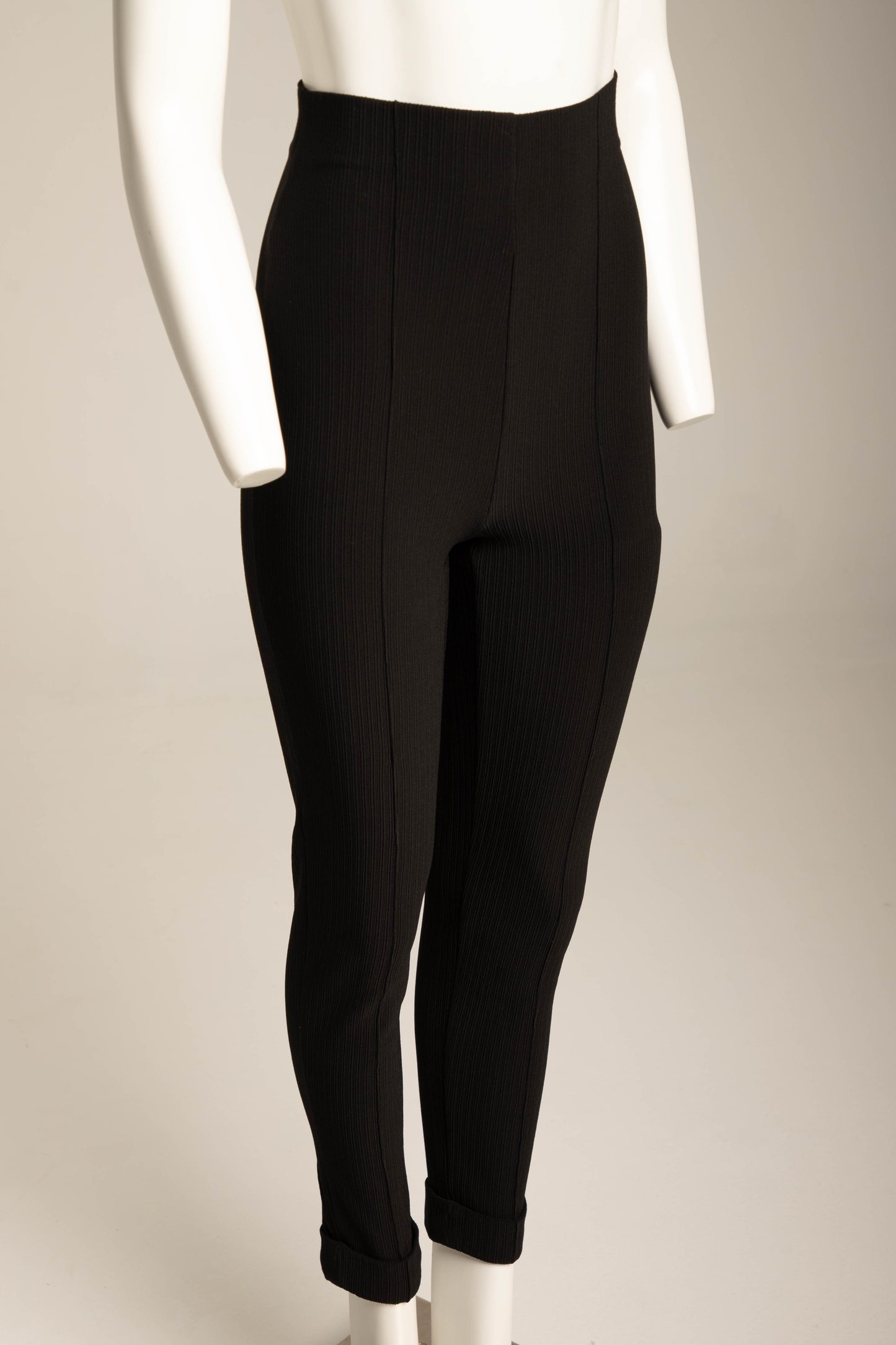 Romeo Gigli 1993 Black Ribbed High Waist Trouser