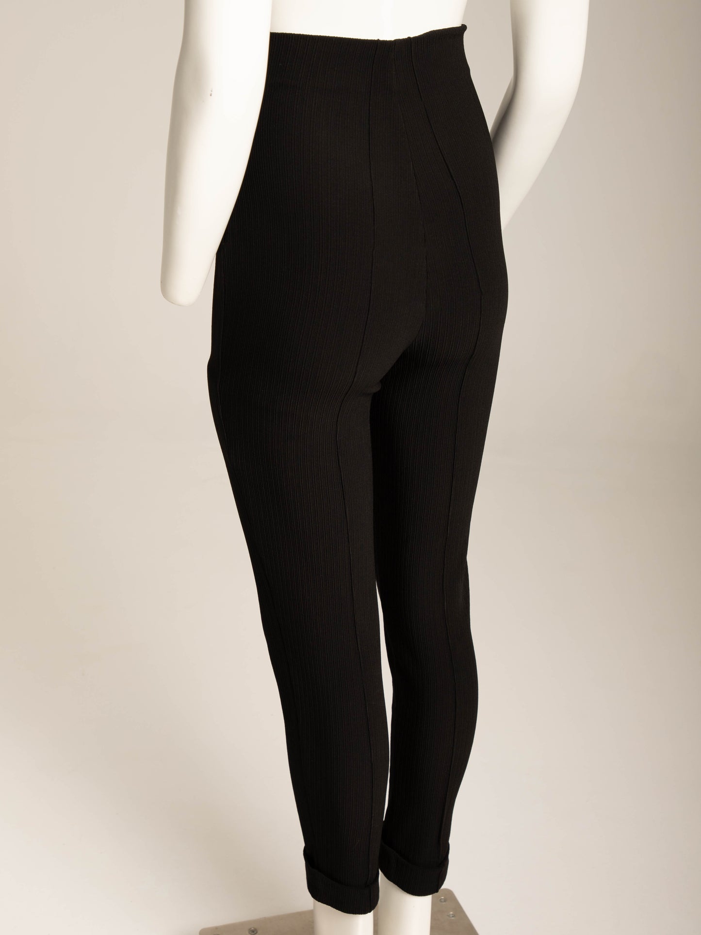 Romeo Gigli 1993 Black Ribbed High Waist Trouser