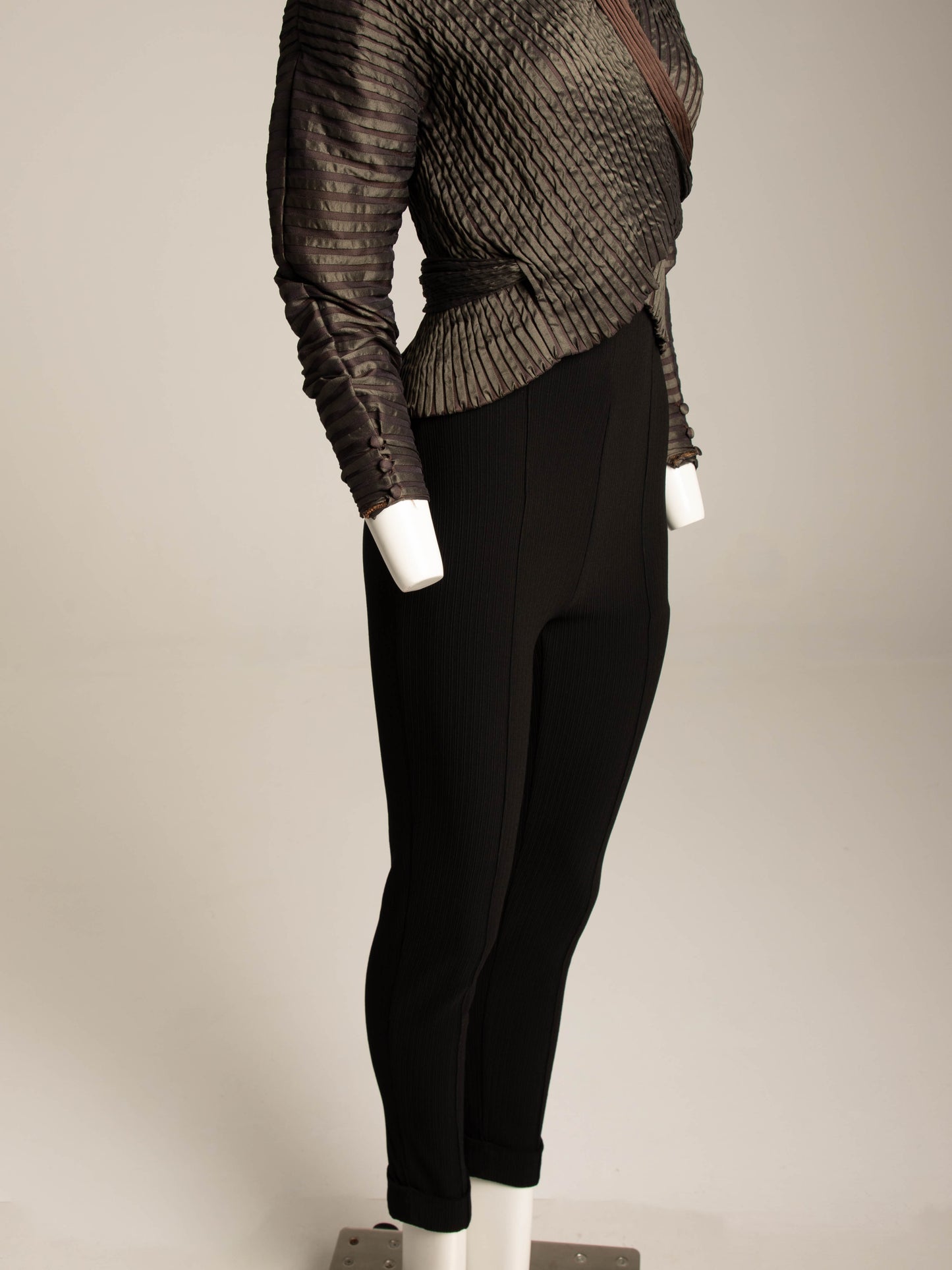 Romeo Gigli 1993 Black Ribbed High Waist Trouser