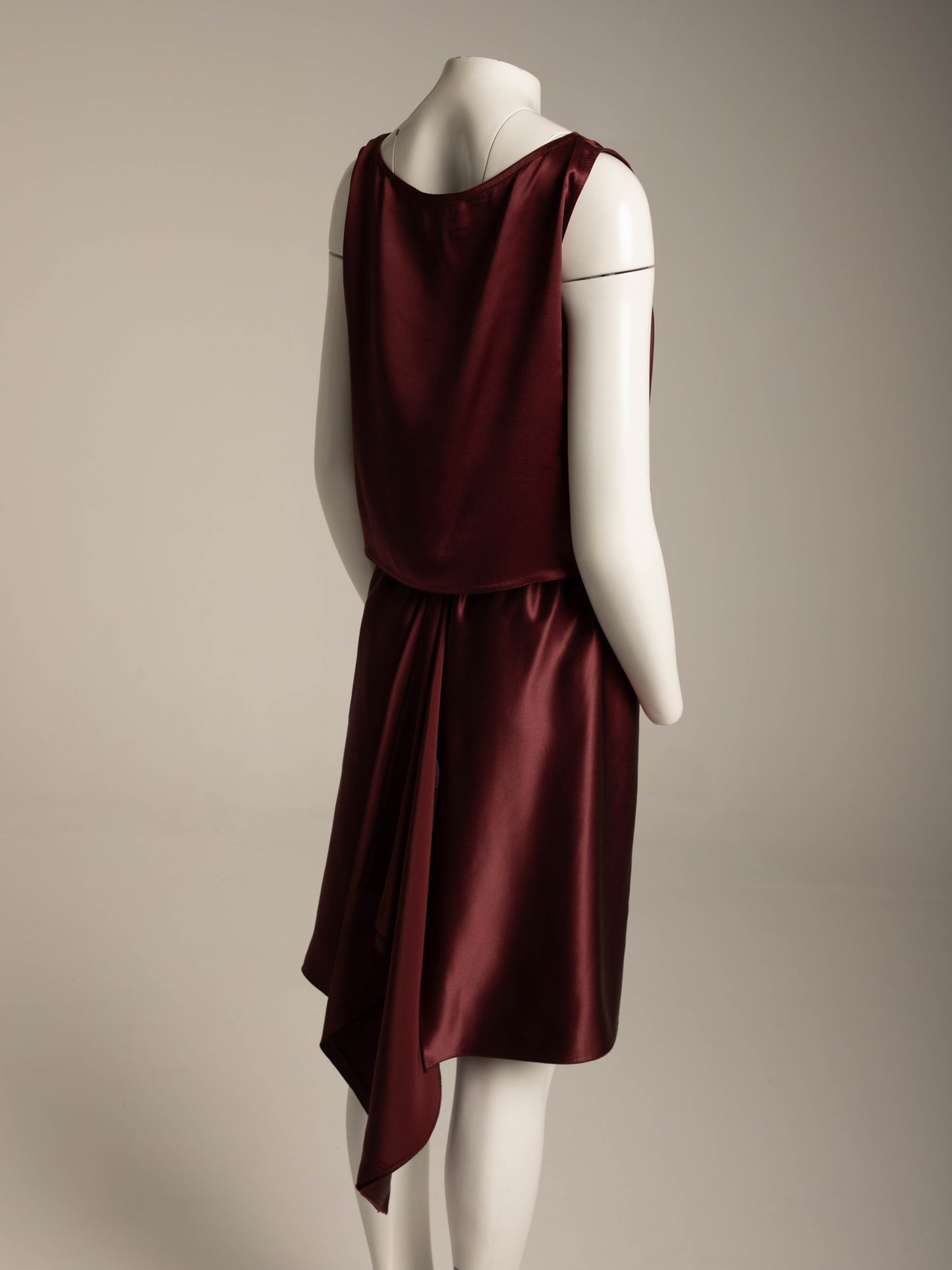 Zoran Maroon Silk Satin Skirt Set