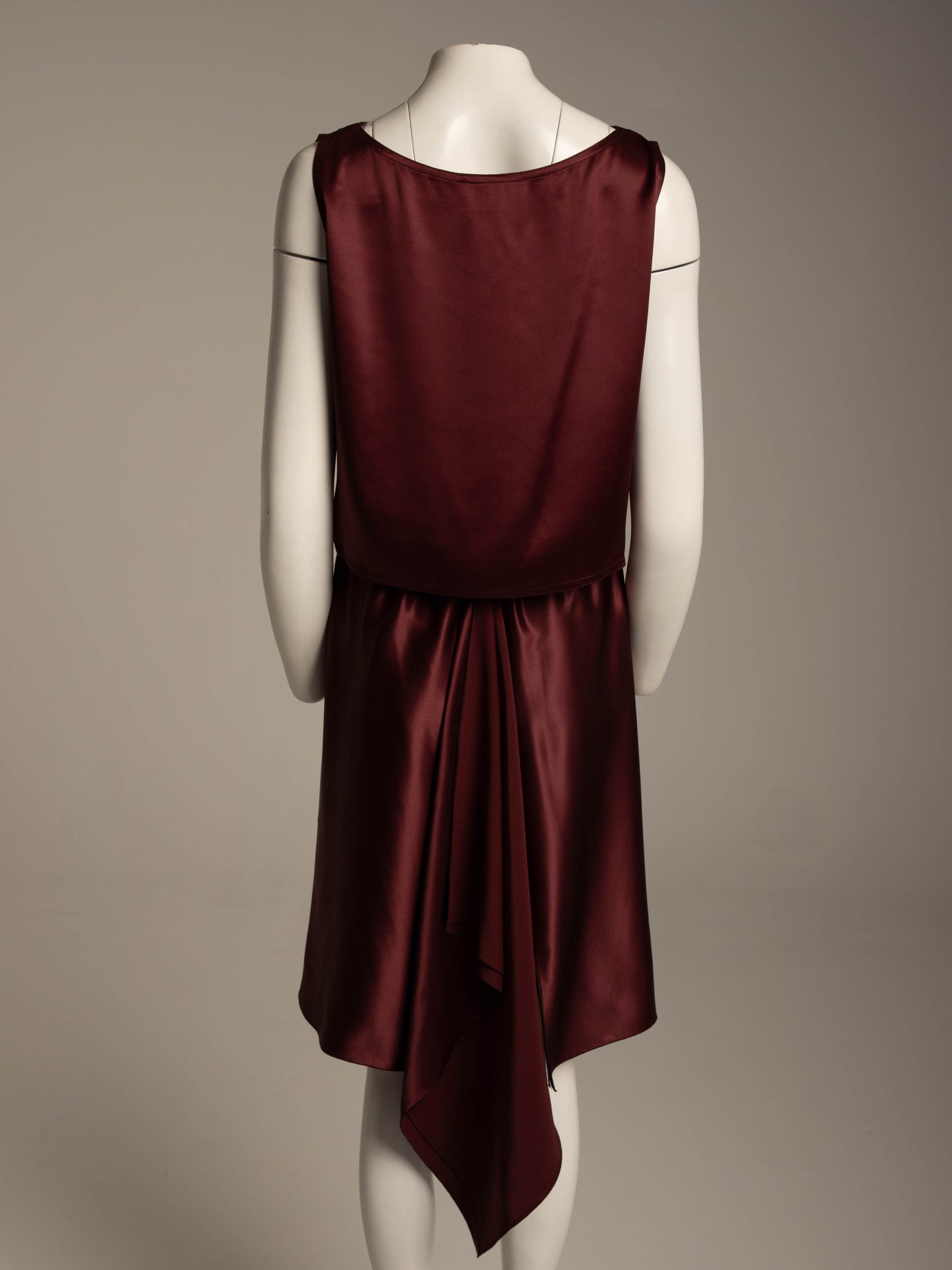 Zoran Maroon Silk Satin Skirt Set