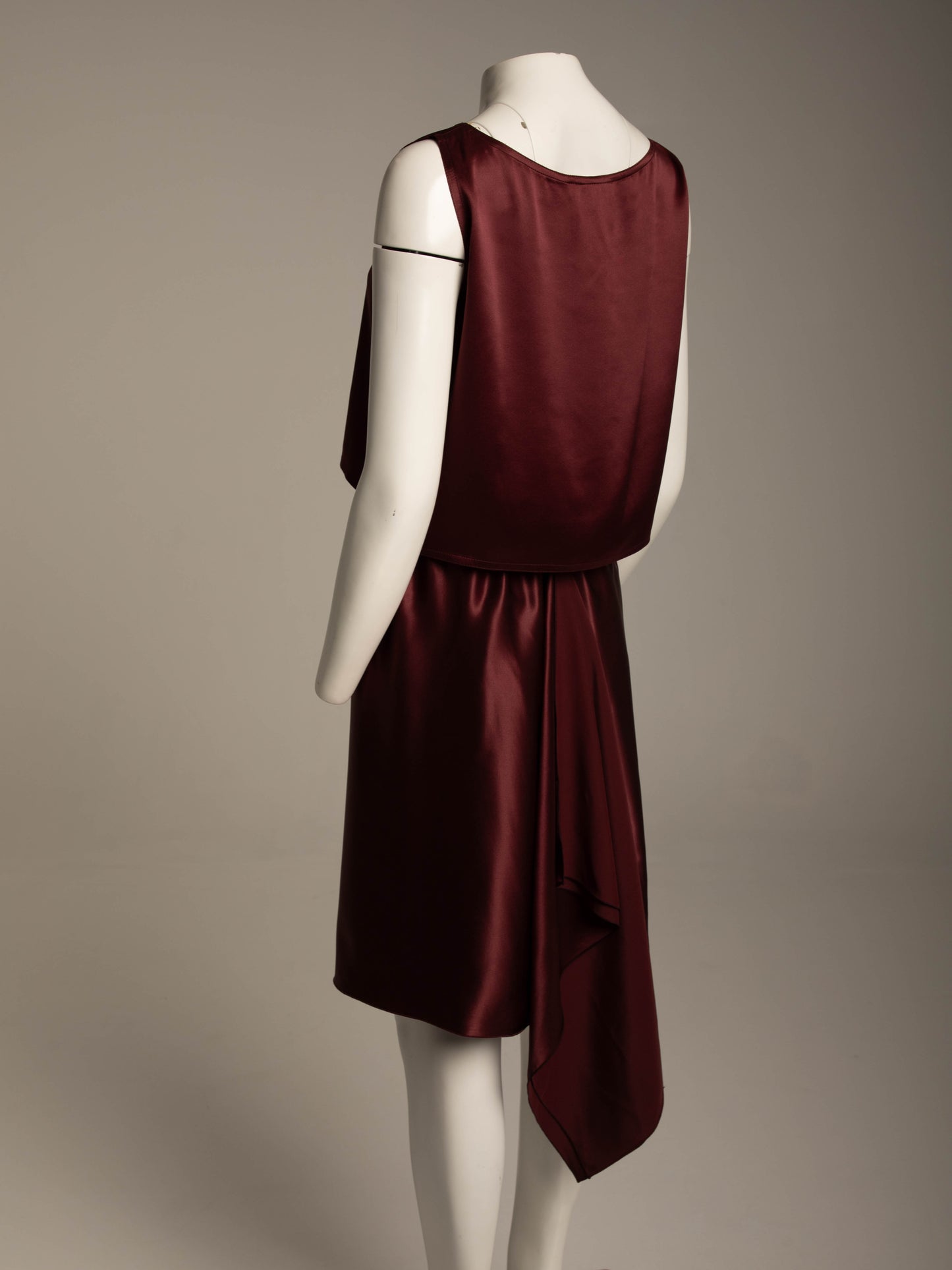 Zoran Maroon Silk Satin Skirt Set