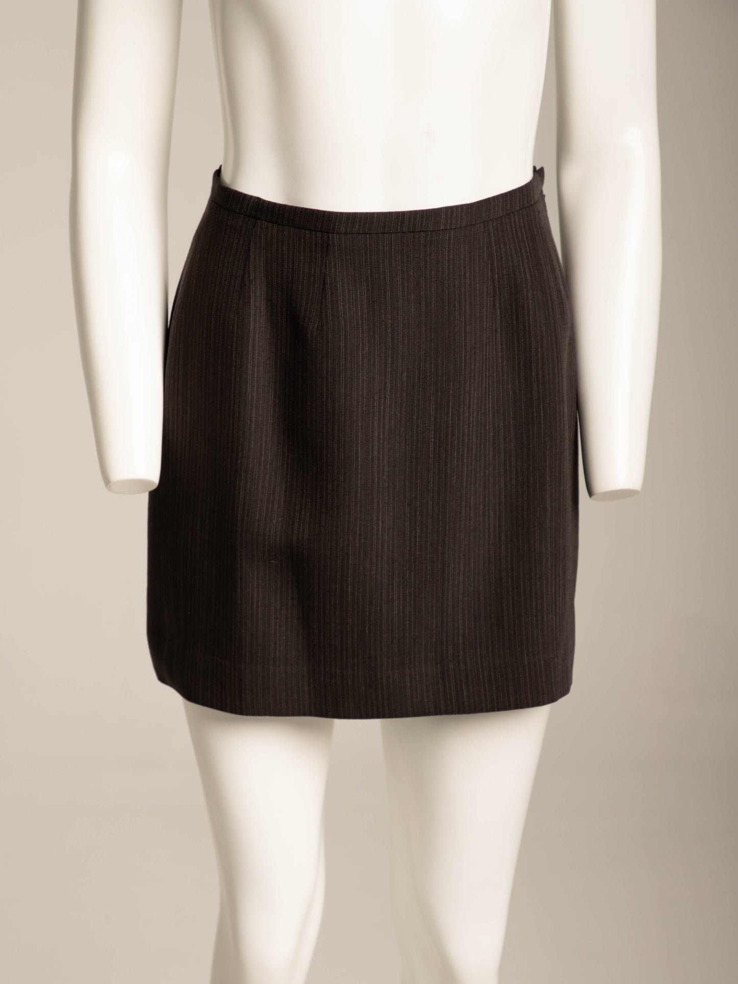 Prada Early 90s Brown Wool Mini Skirt
