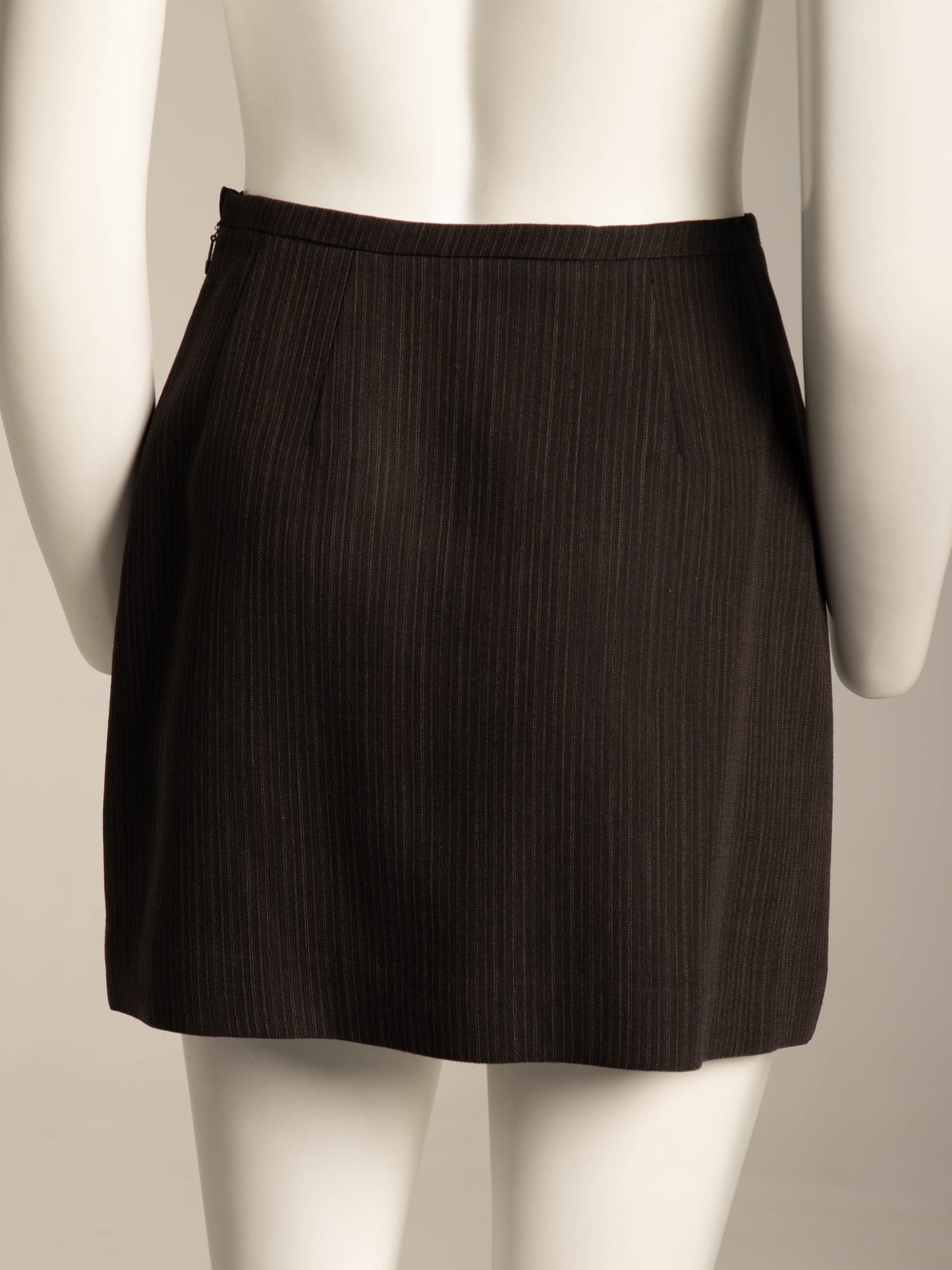 Prada Early 90s Brown Wool Mini Skirt