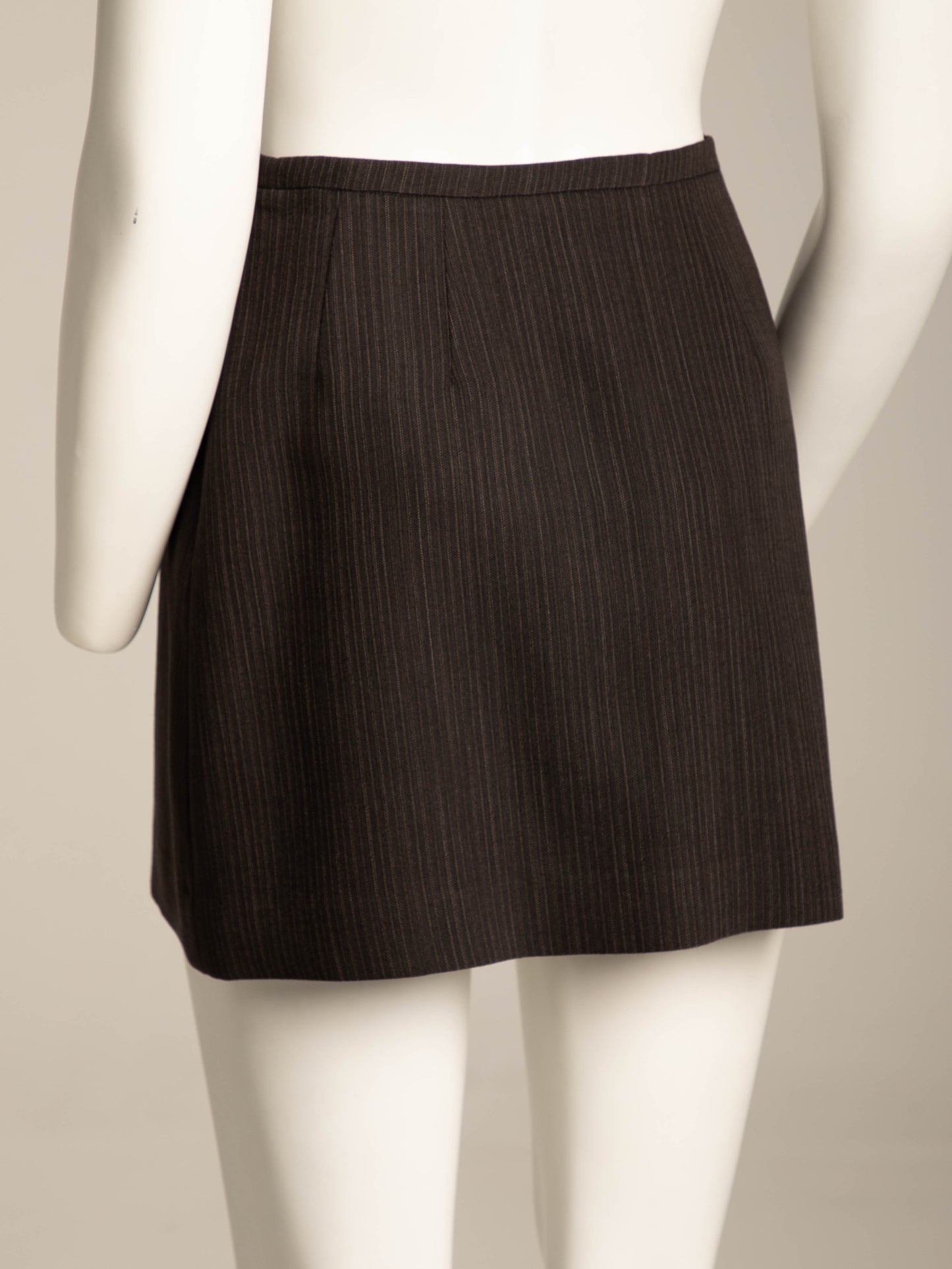 Prada Early 90s Brown Wool Mini Skirt