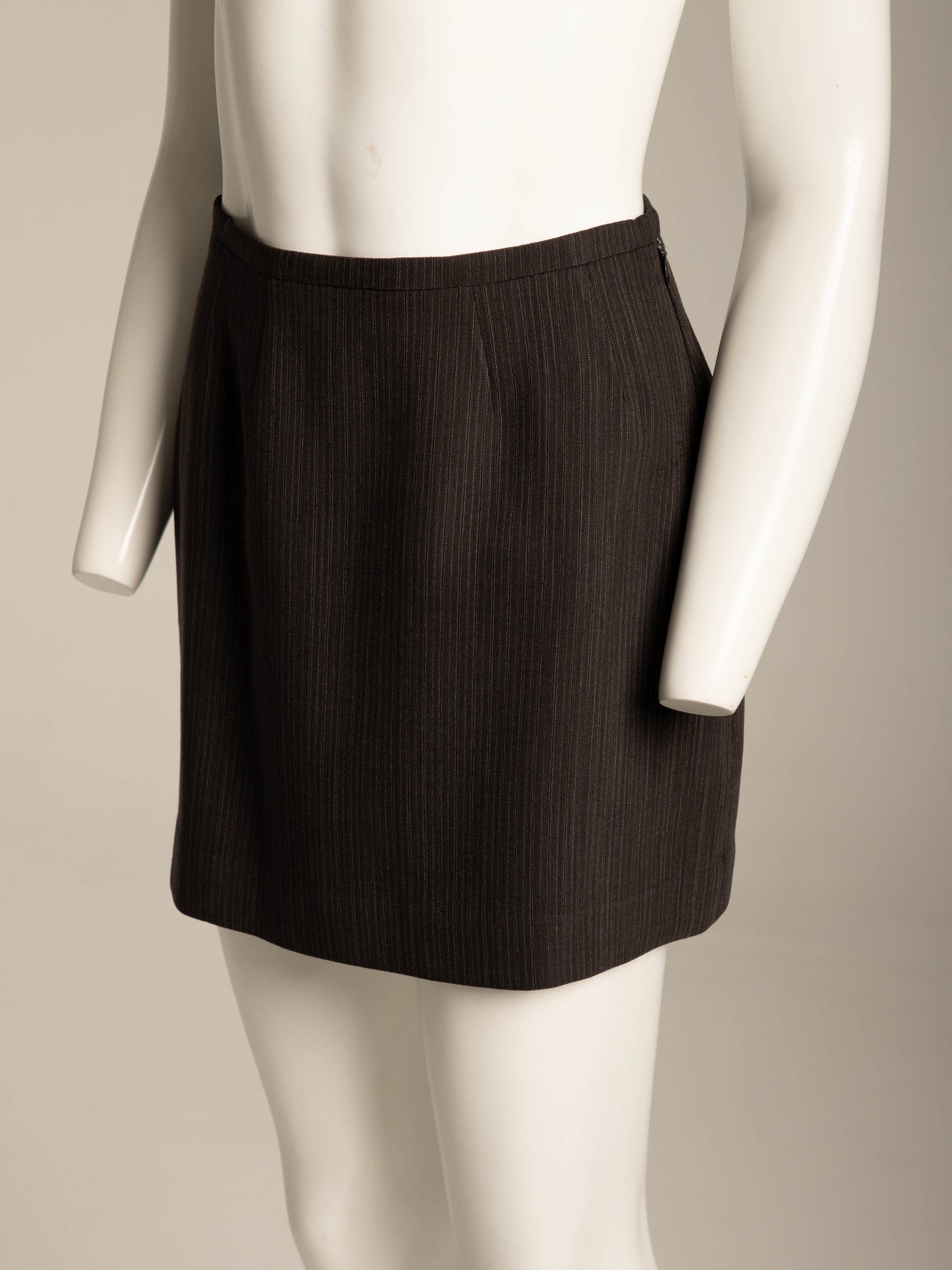 Prada Early 90s Brown Wool Mini Skirt