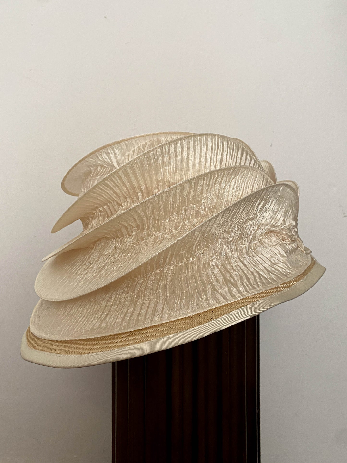 Jo Buckler Cream Pleated Sculptural Hat