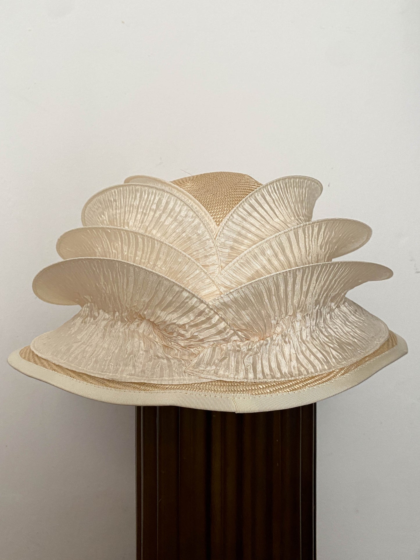 Jo Buckler Cream Pleated Sculptural Hat