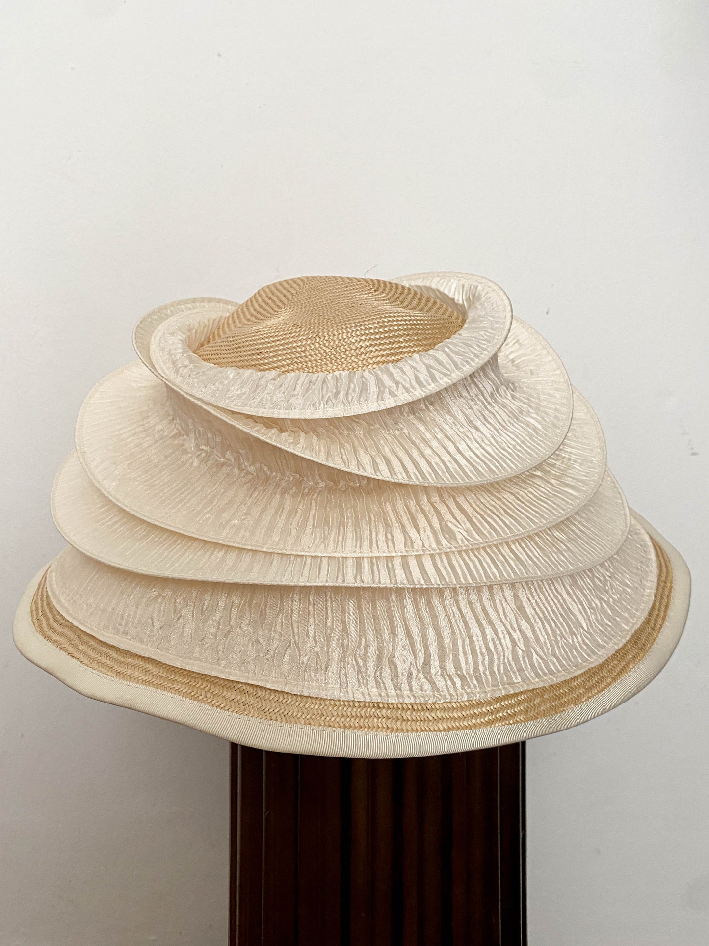 Jo Buckler Cream Pleated Sculptural Hat