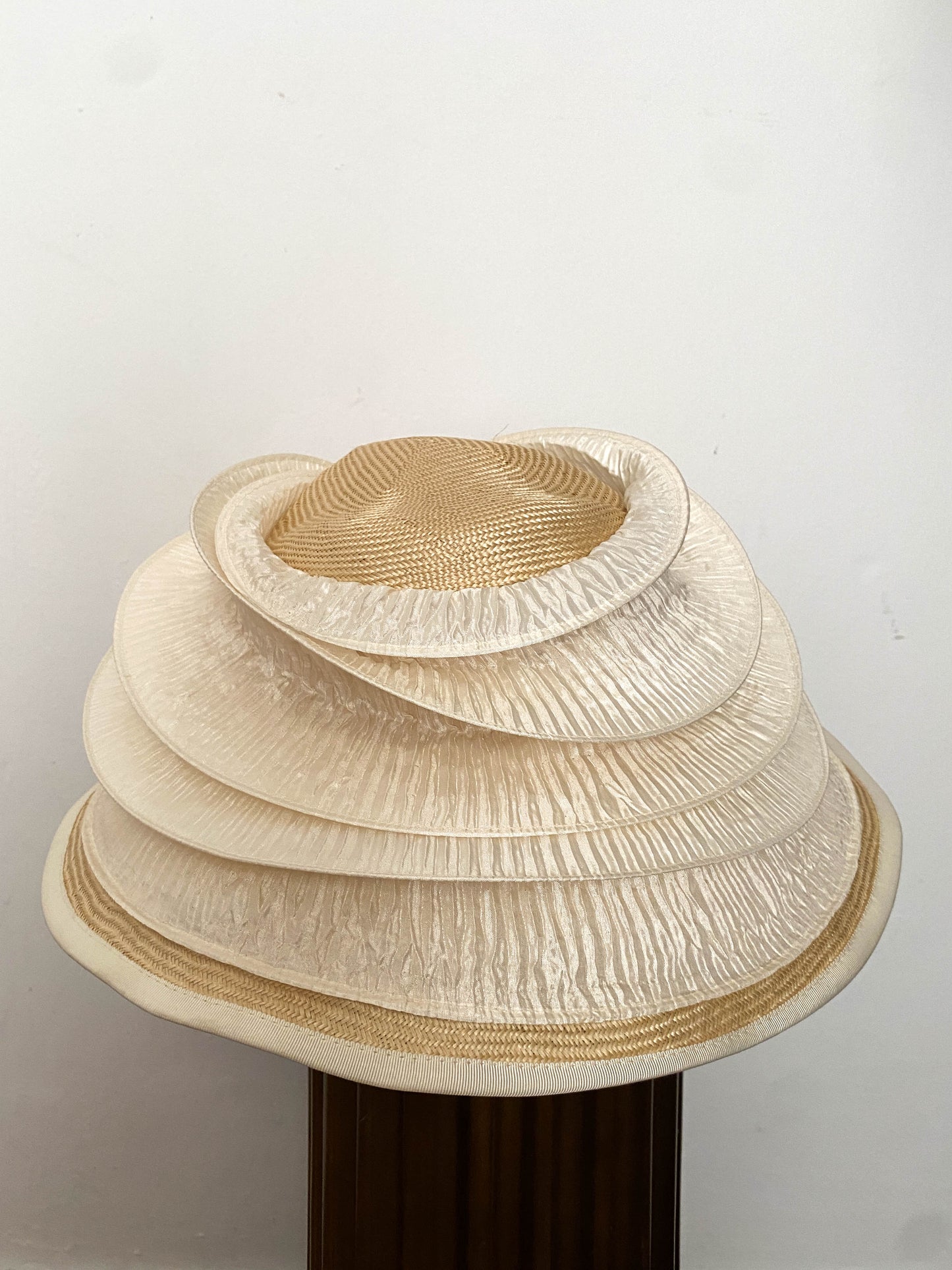 Jo Buckler Cream Pleated Sculptural Hat