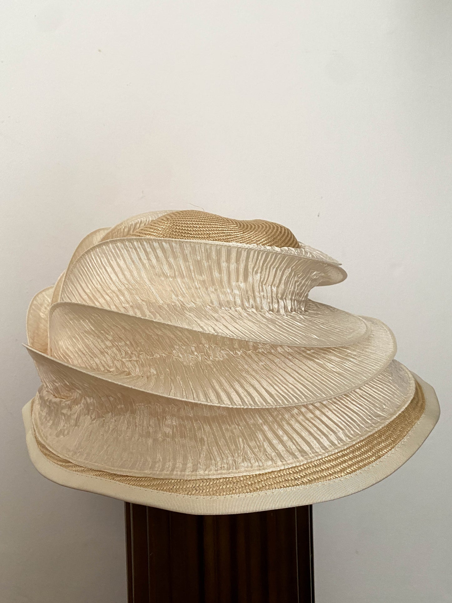 Jo Buckler Cream Pleated Sculptural Hat