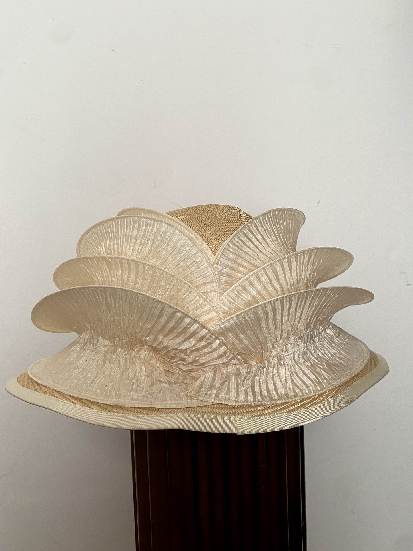 Jo Buckler Cream Pleated Sculptural Hat