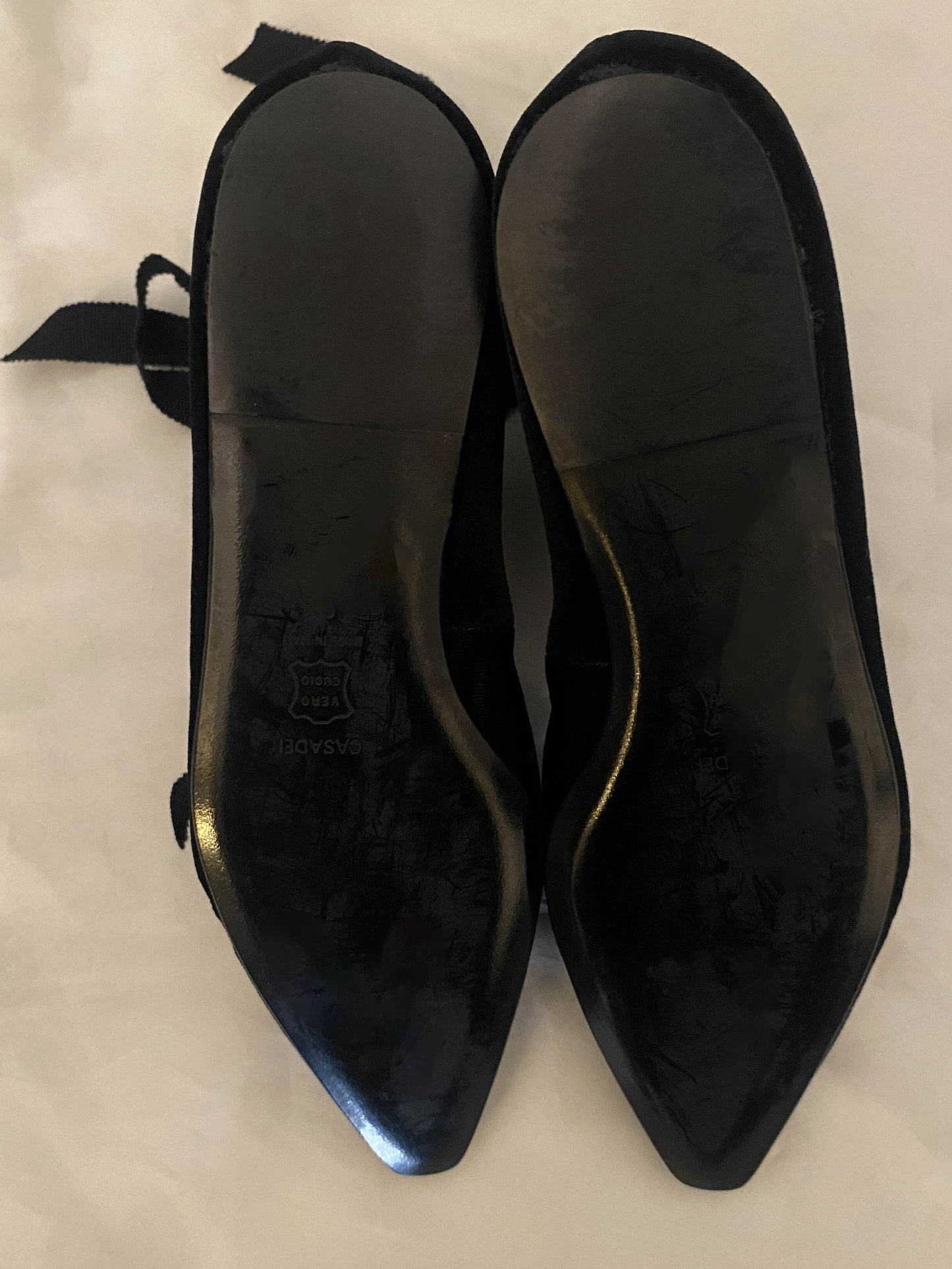 Romeo Gigli Casadei A/W 1990 Black Green Velvet Shoes