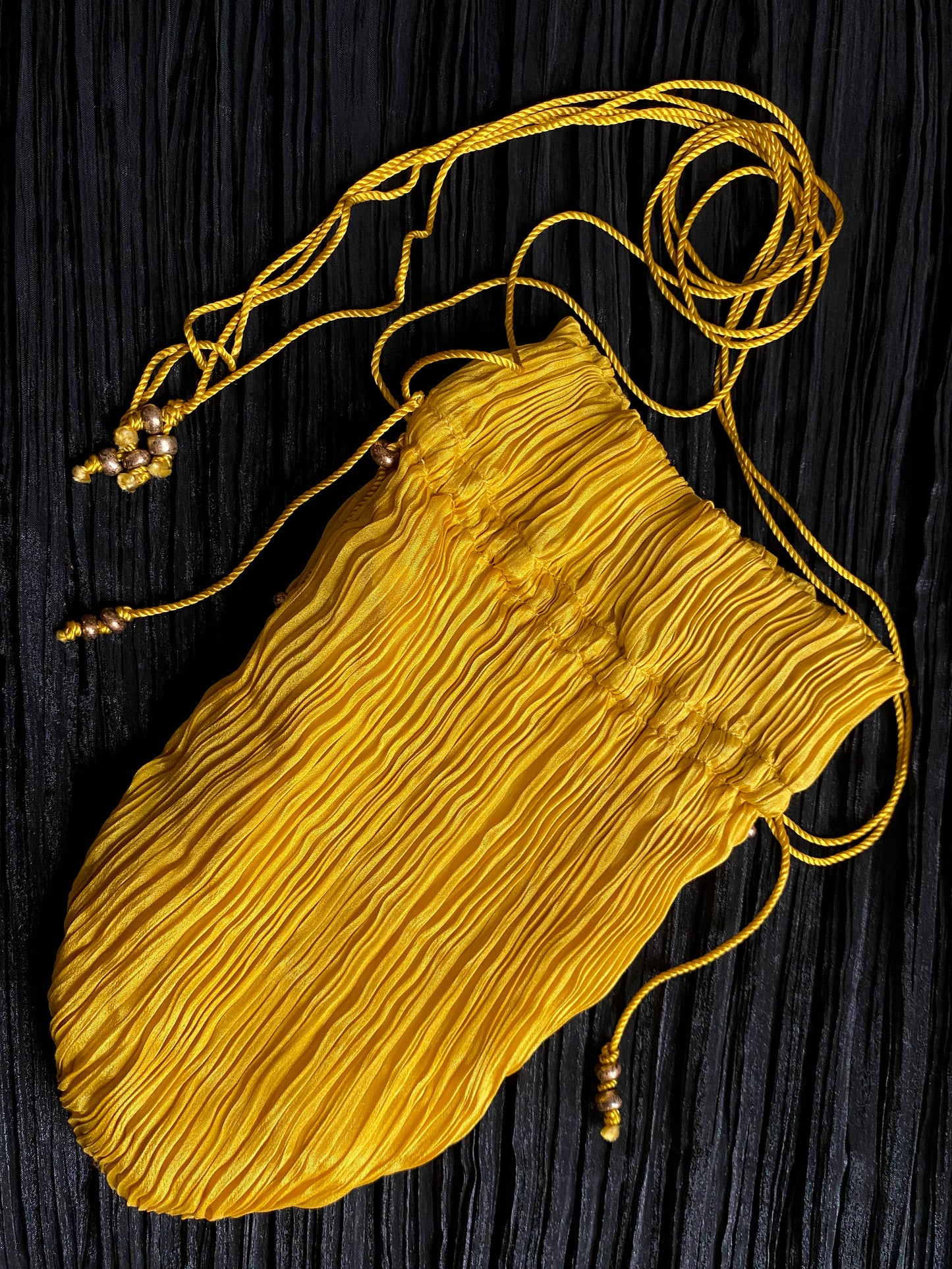 Venetia Studium Fortuny Pleated Golden Yellow Silk Pouch