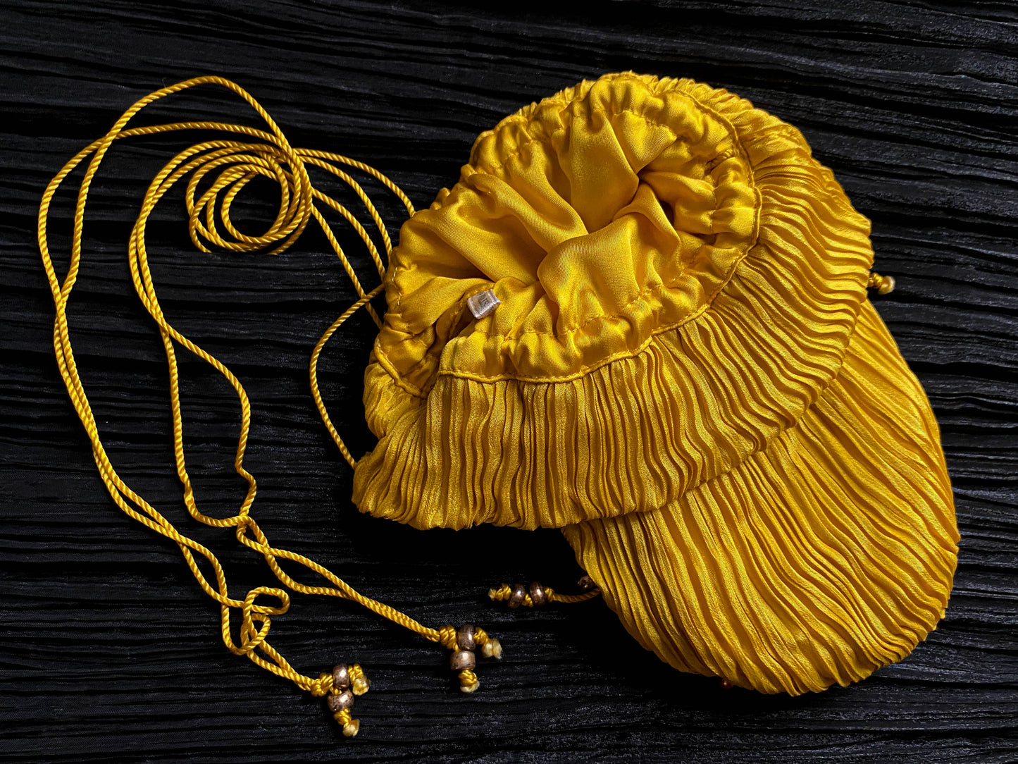 Venetia Studium Fortuny Pleated Golden Yellow Silk Pouch