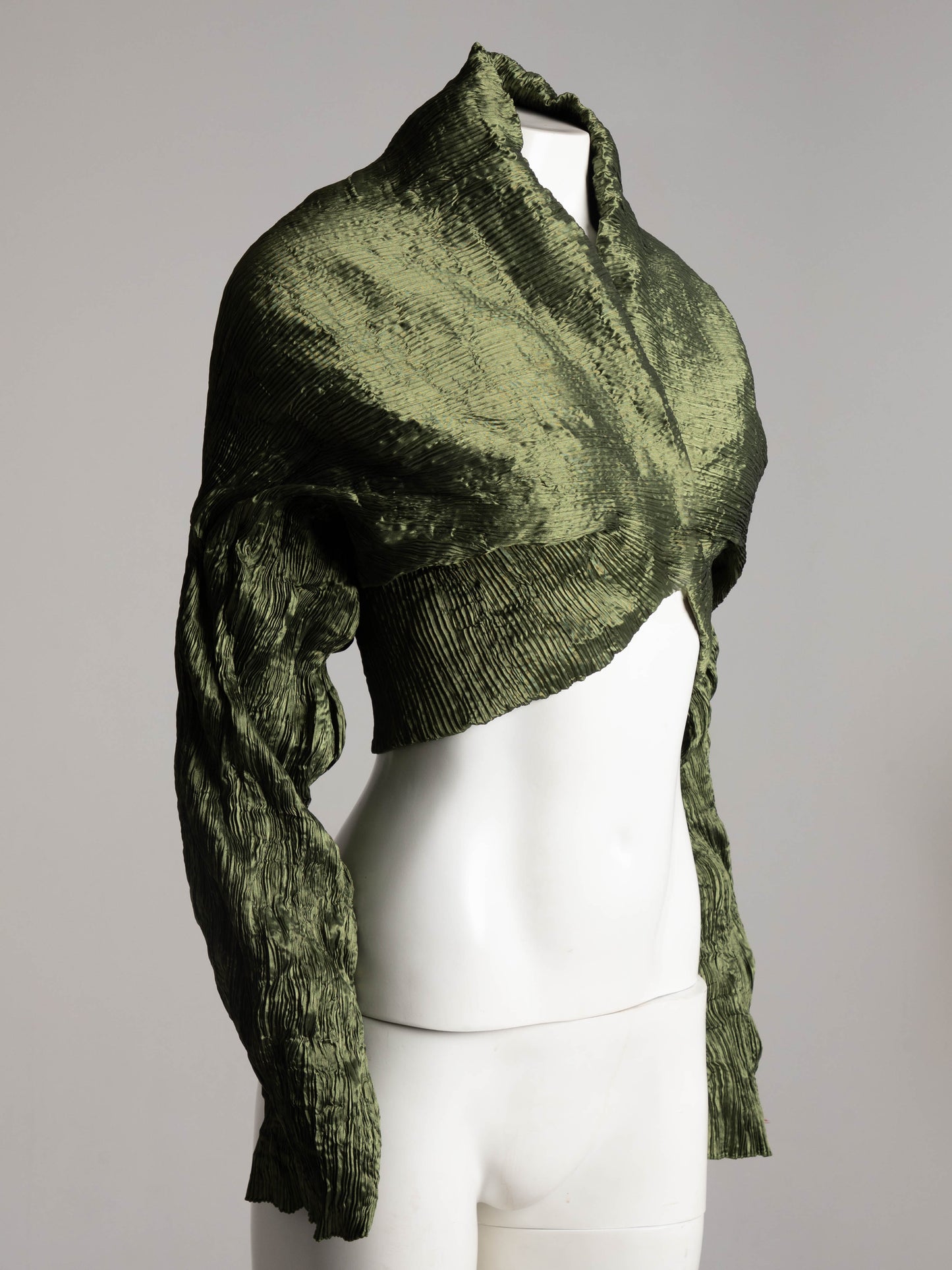 Leiko Green Pleated Cropped Bolero Jacket