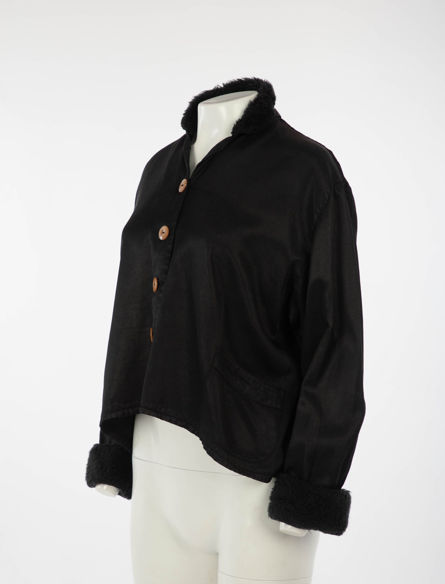 Geoffrey B Small Black Satin Jacket, Boston Era