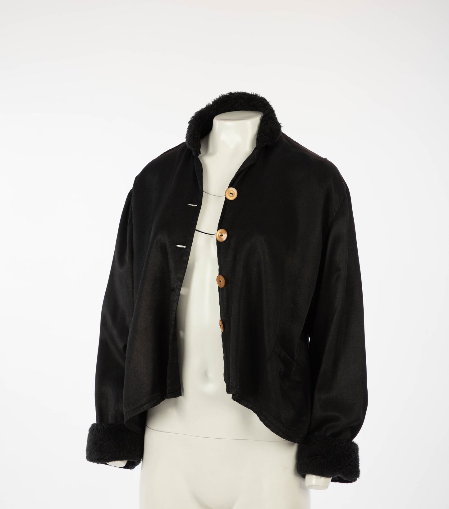 Geoffrey B Small Black Satin Jacket, Boston Era