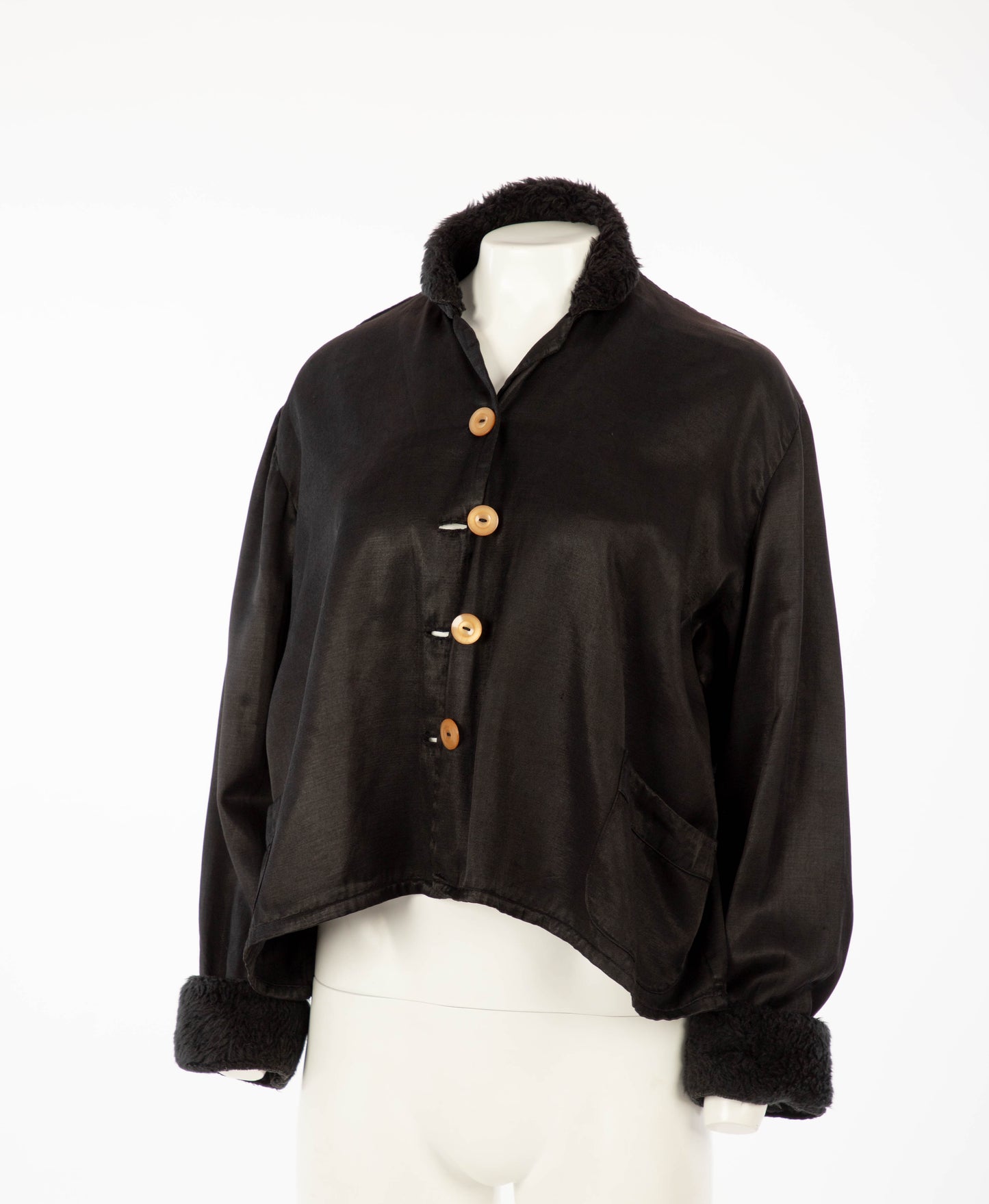 Geoffrey B Small Black Satin Jacket, Boston Era