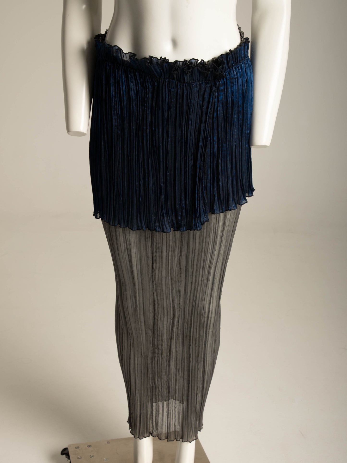 Art-to-wear Silver and Blue Pleated Skirt