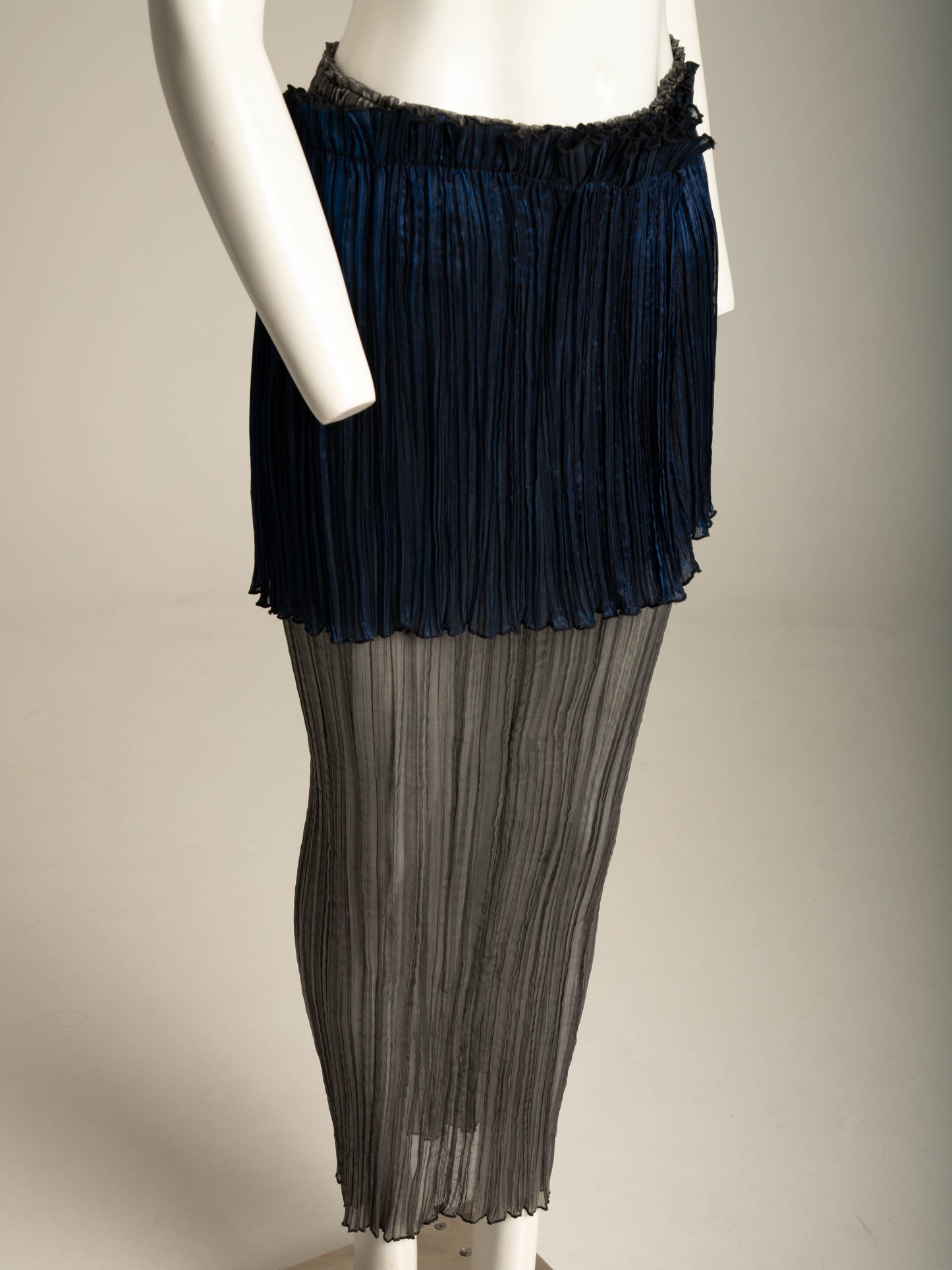 Art-to-wear Silver and Blue Pleated Skirt