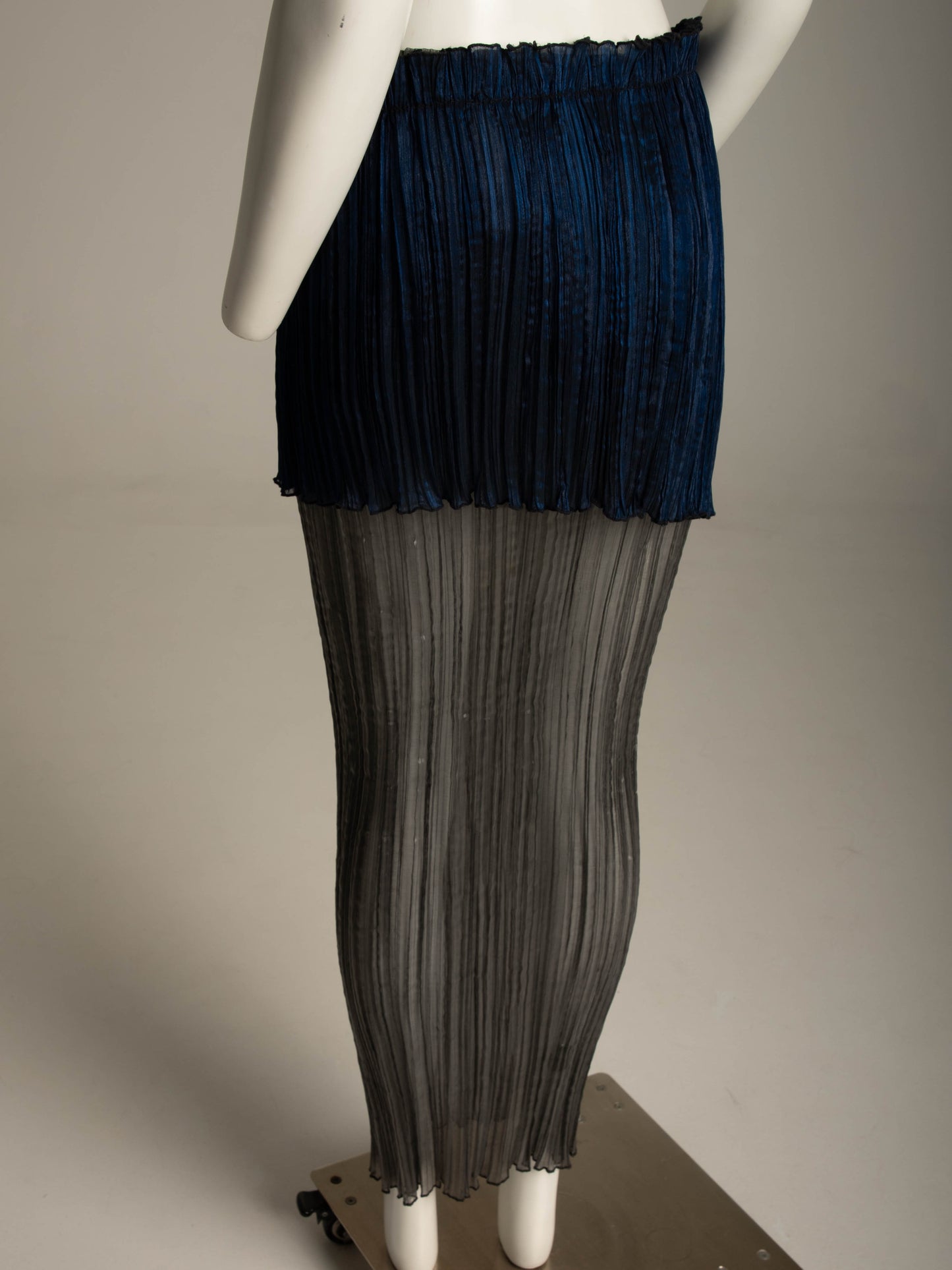 Art-to-wear Silver and Blue Pleated Skirt