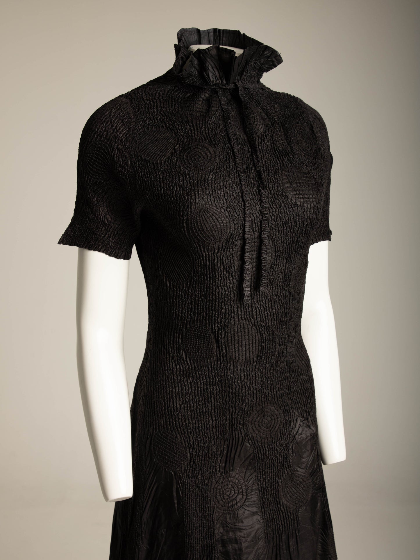 Yoshiki Hishinuma Black Crimp Pleated Dress