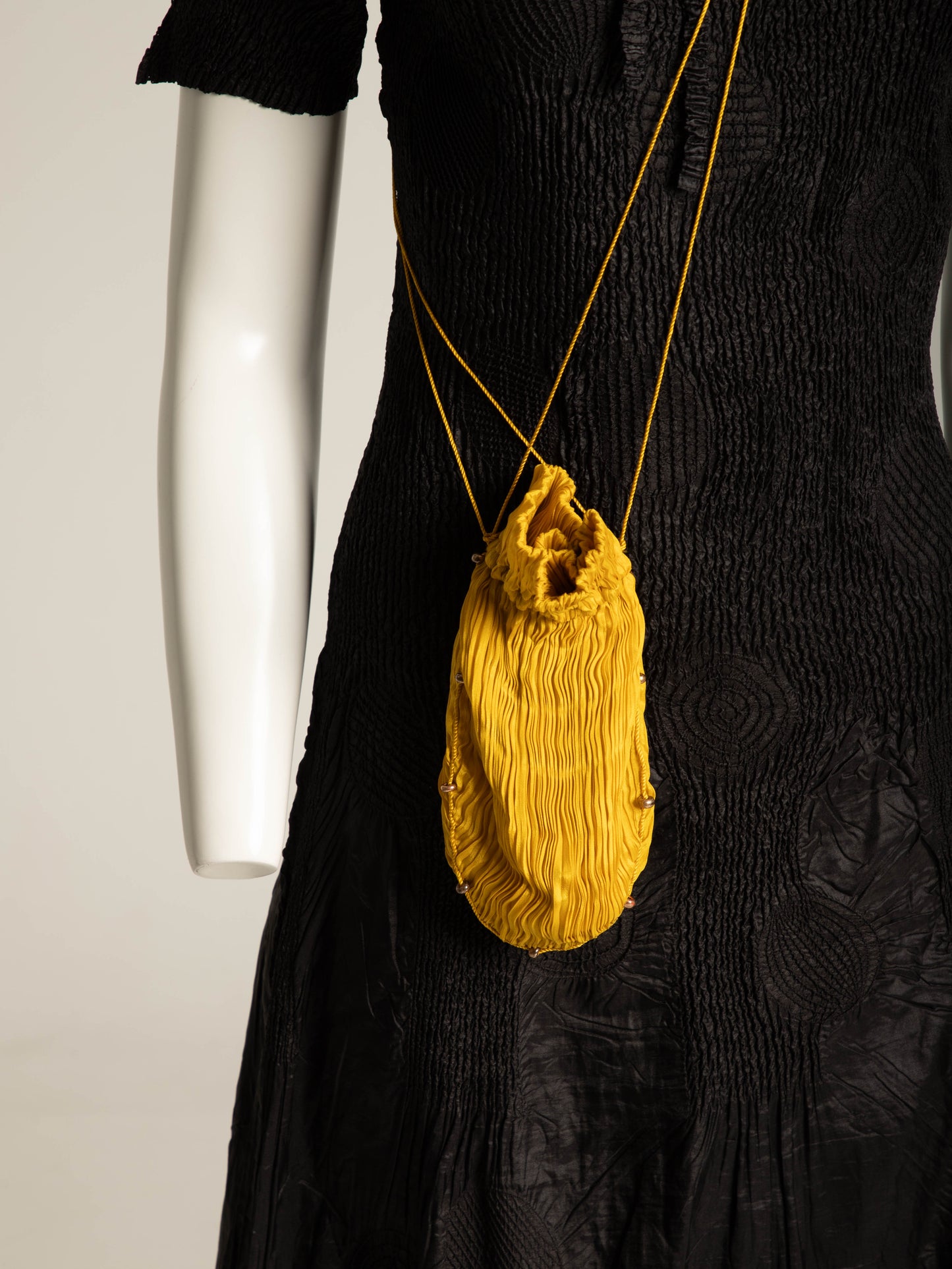 Venetia Studium Fortuny Pleated Golden Yellow Silk Pouch