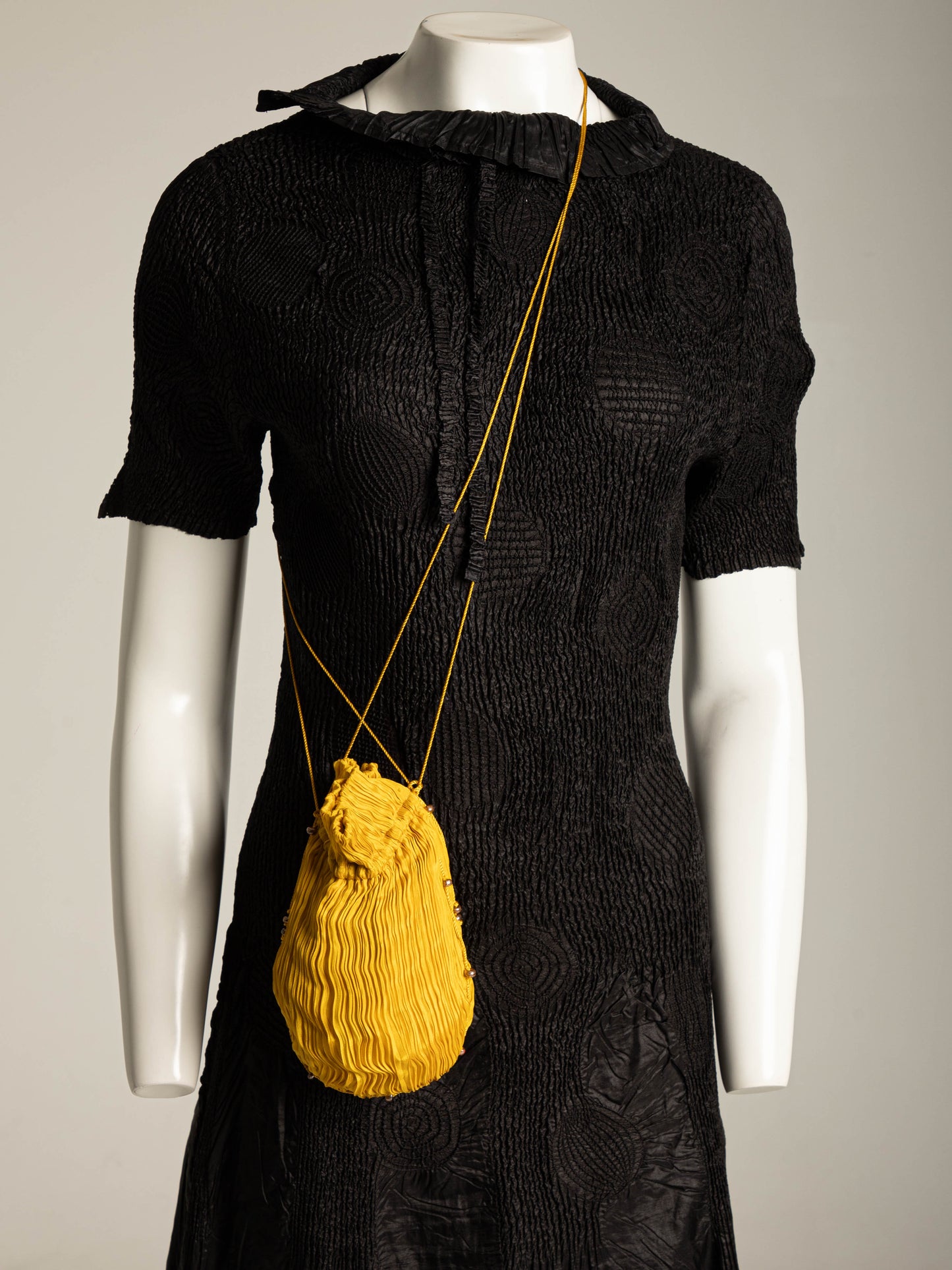 Venetia Studium Fortuny Pleated Golden Yellow Silk Pouch