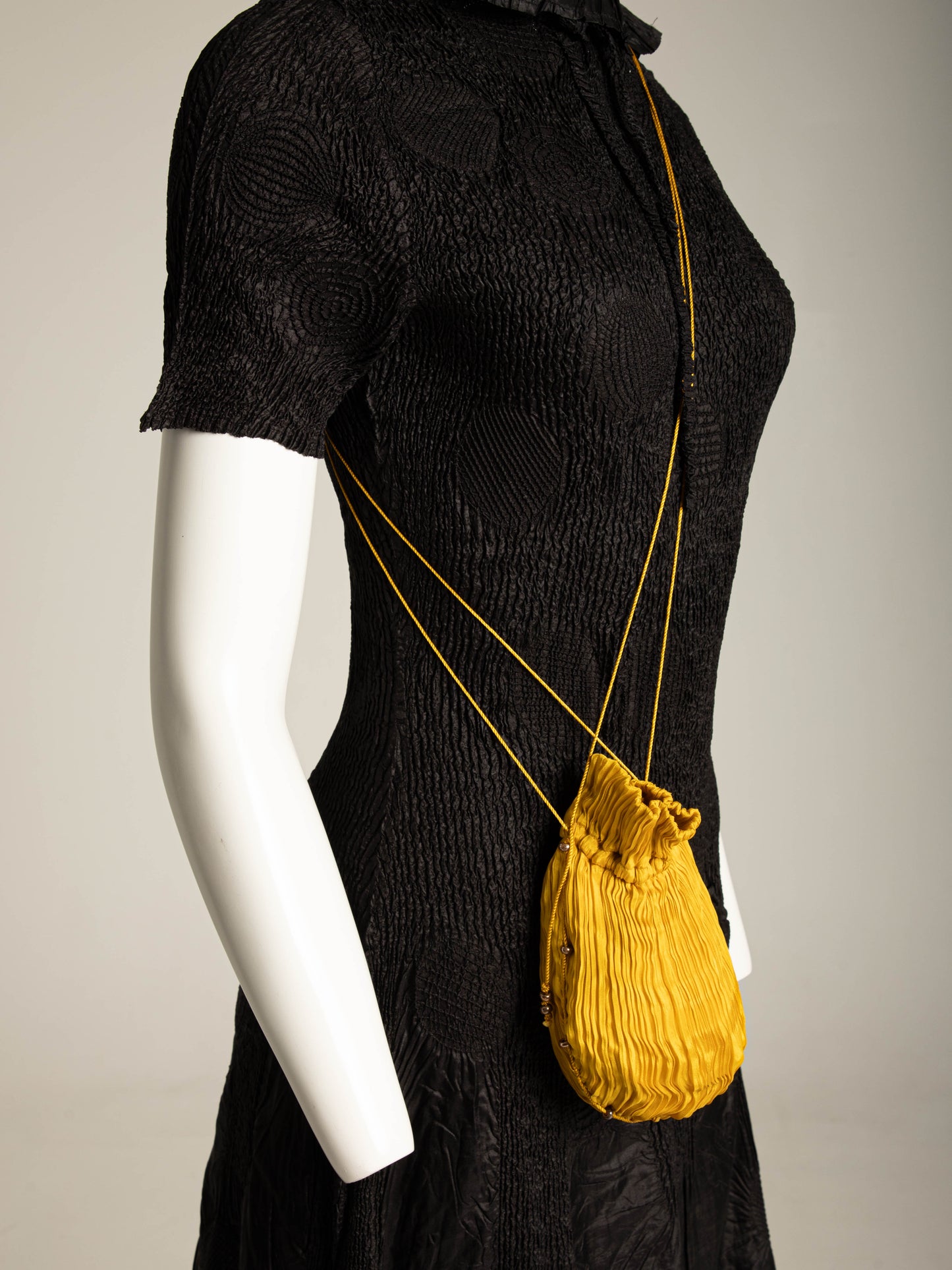 Venetia Studium Fortuny Pleated Golden Yellow Silk Pouch