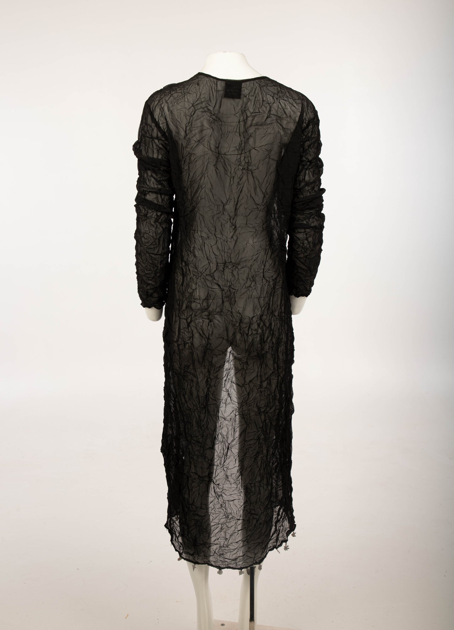 Biche de Bere Black Crinkle Duster with Silver Metal Detail