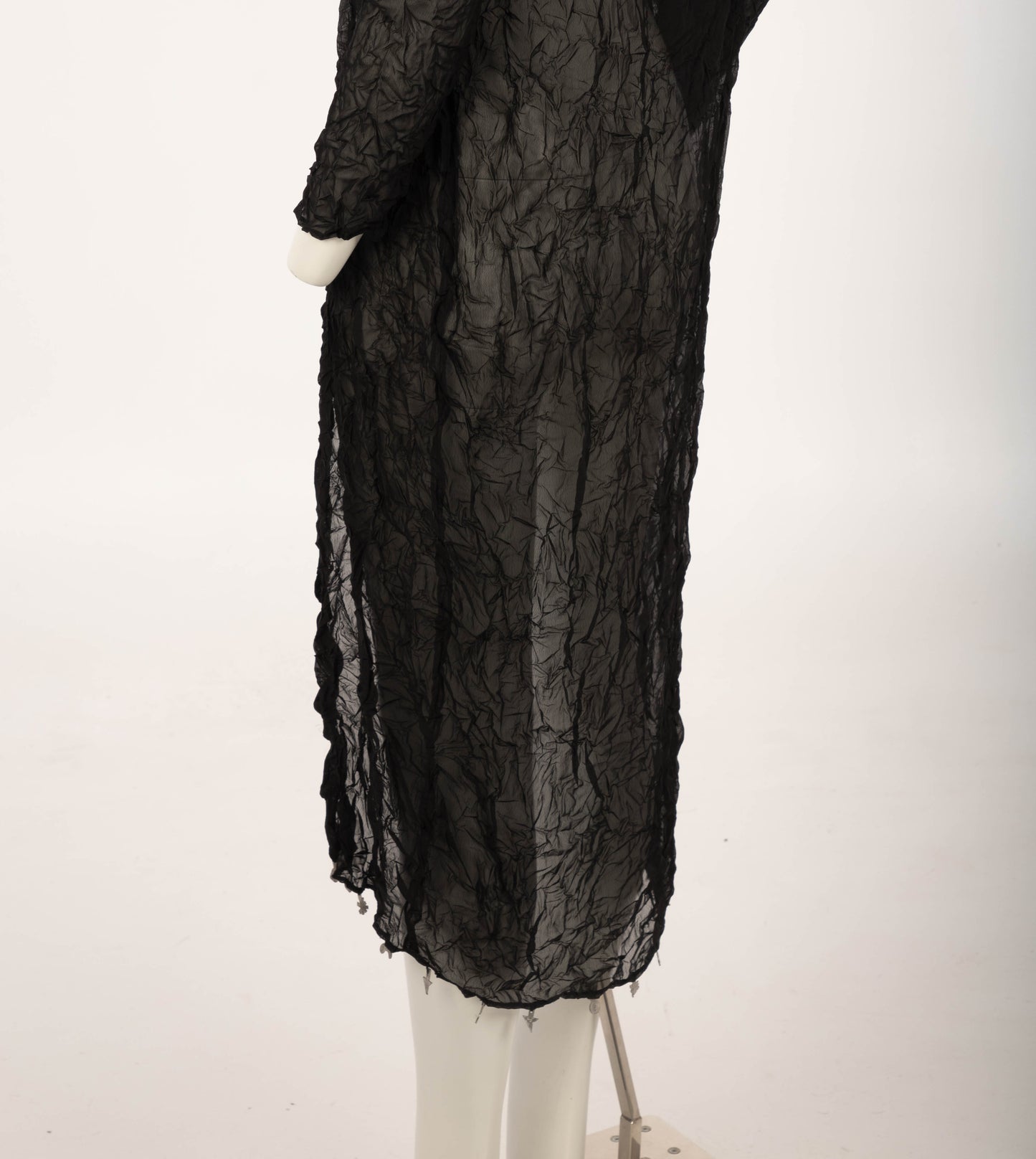 Biche de Bere Black Crinkle Duster with Silver Metal Detail