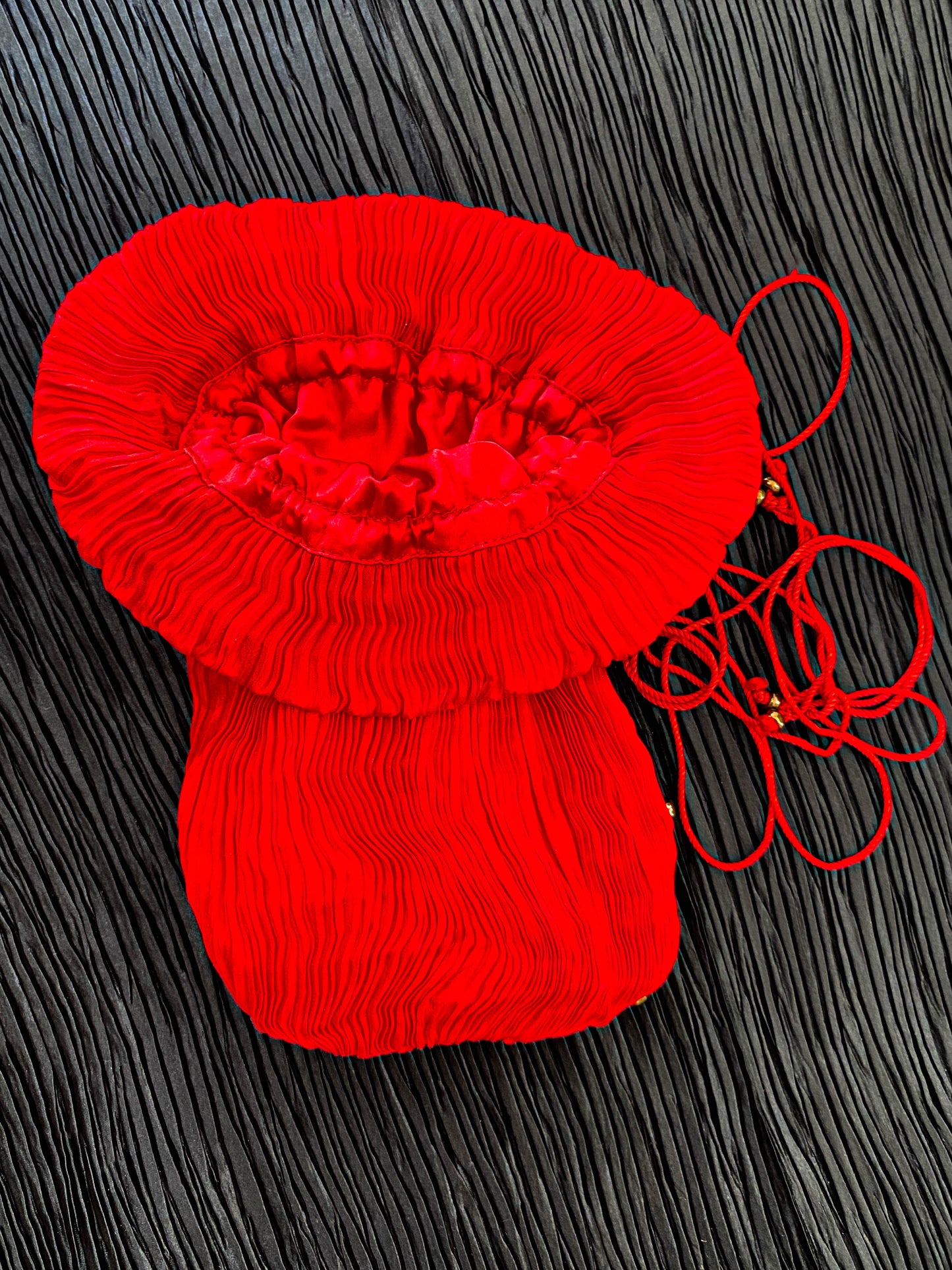 Venetia Studium Fortuny Pleated Red Silk Pouch