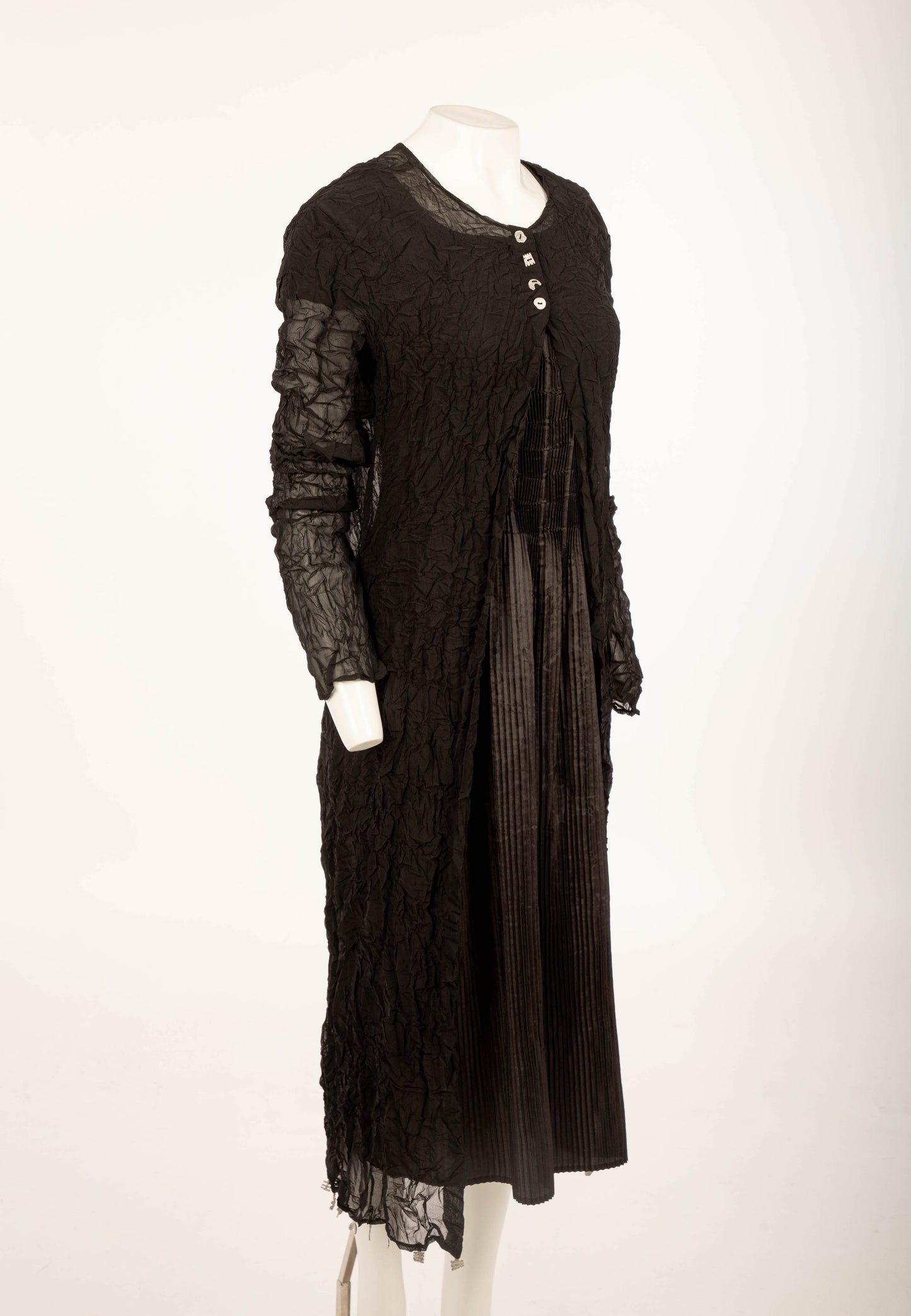 Biche de Bere Black Crinkle Duster with Silver Metal Detail