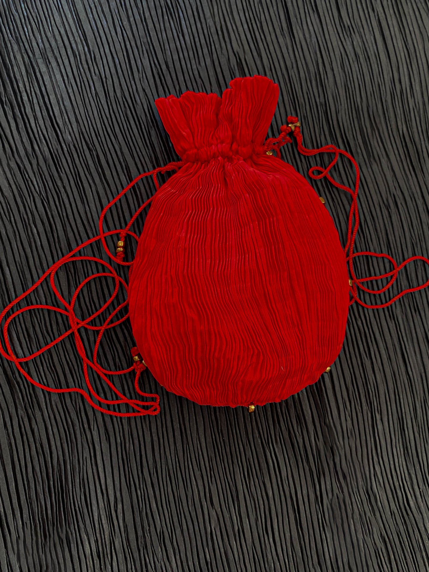 Venetia Studium Fortuny Pleated Red Silk Pouch