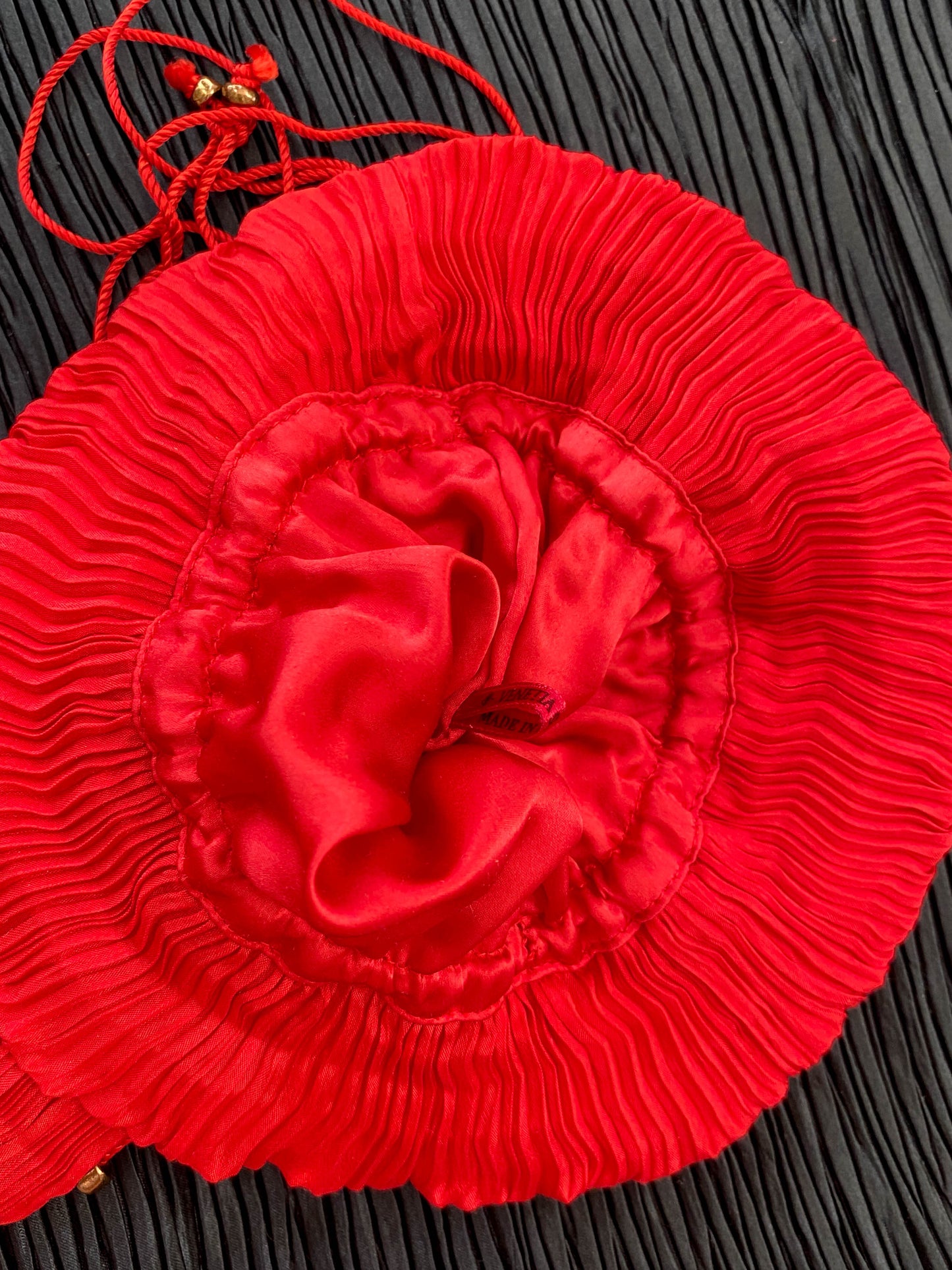 Venetia Studium Fortuny Pleated Red Silk Pouch