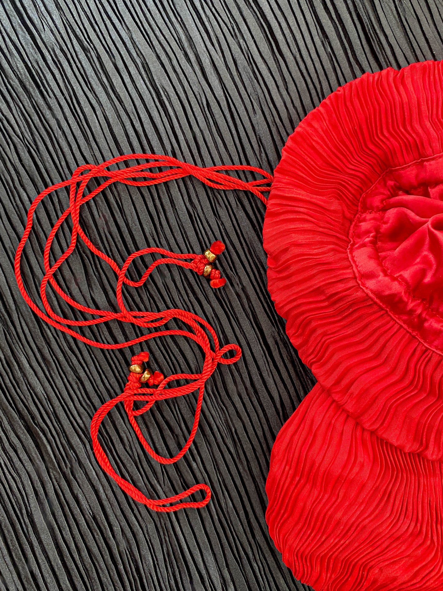 Venetia Studium Fortuny Pleated Red Silk Pouch