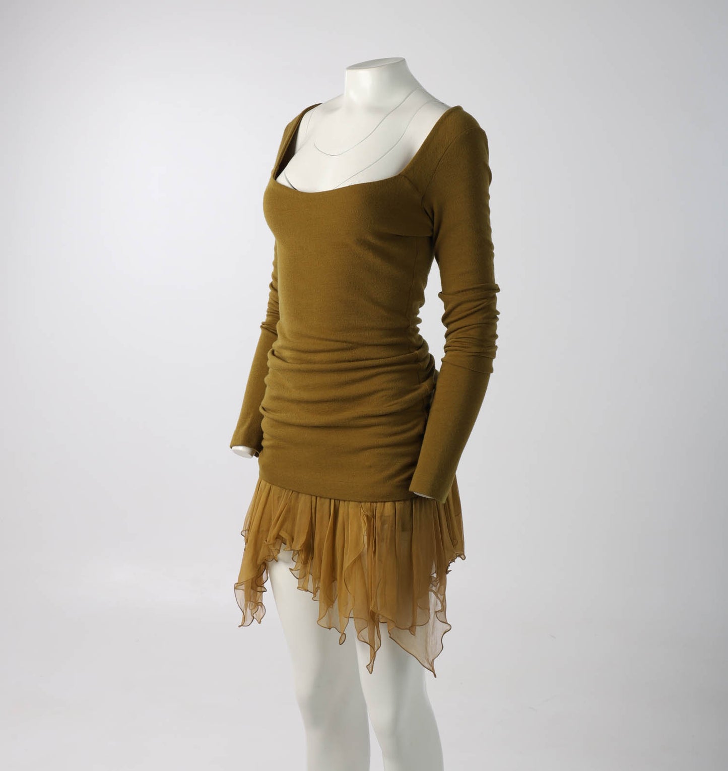 Dolce & Gabbana A/W 1991 Seaweed Green Silk Hem Dress