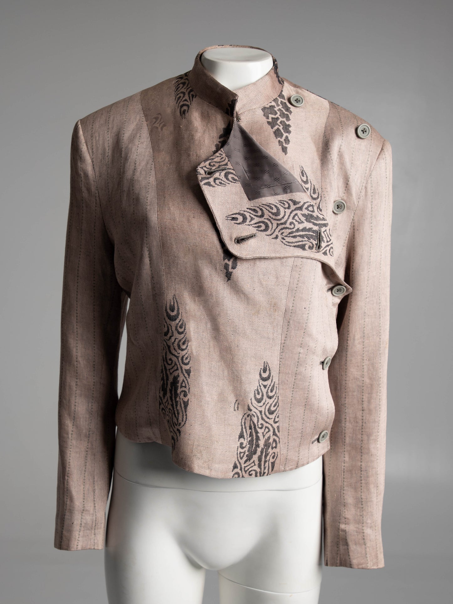 Culture Shock Koji Tatsuno Pale Pink Grey Linen Jacquard Jacket