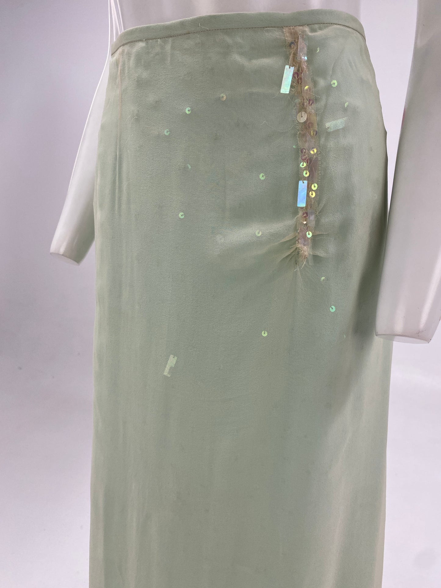 Lecoanet Hemant Couture Pale Green Silk Skirt