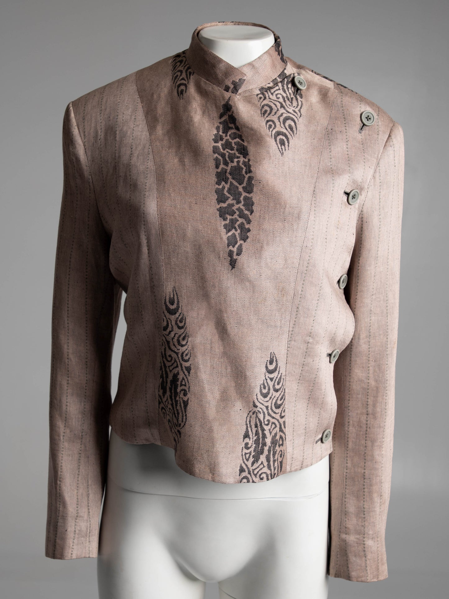 Culture Shock Koji Tatsuno Pale Pink Grey Linen Jacquard Jacket