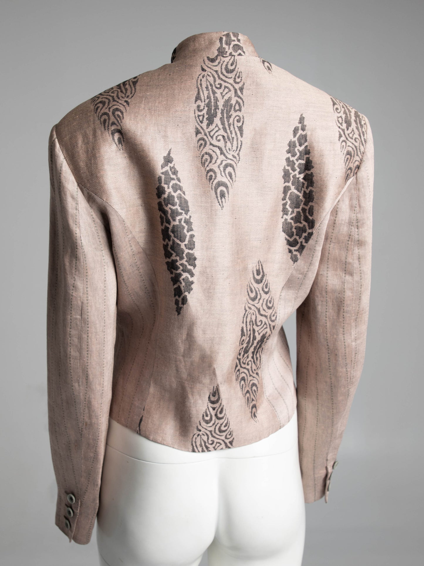 Culture Shock Koji Tatsuno Pale Pink Grey Linen Jacquard Jacket