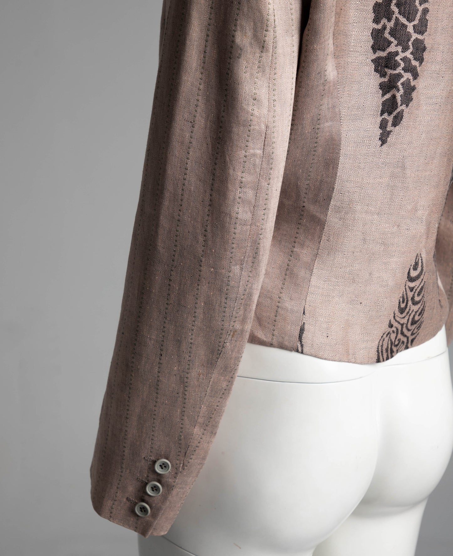 Culture Shock Koji Tatsuno Pale Pink Grey Linen Jacquard Jacket