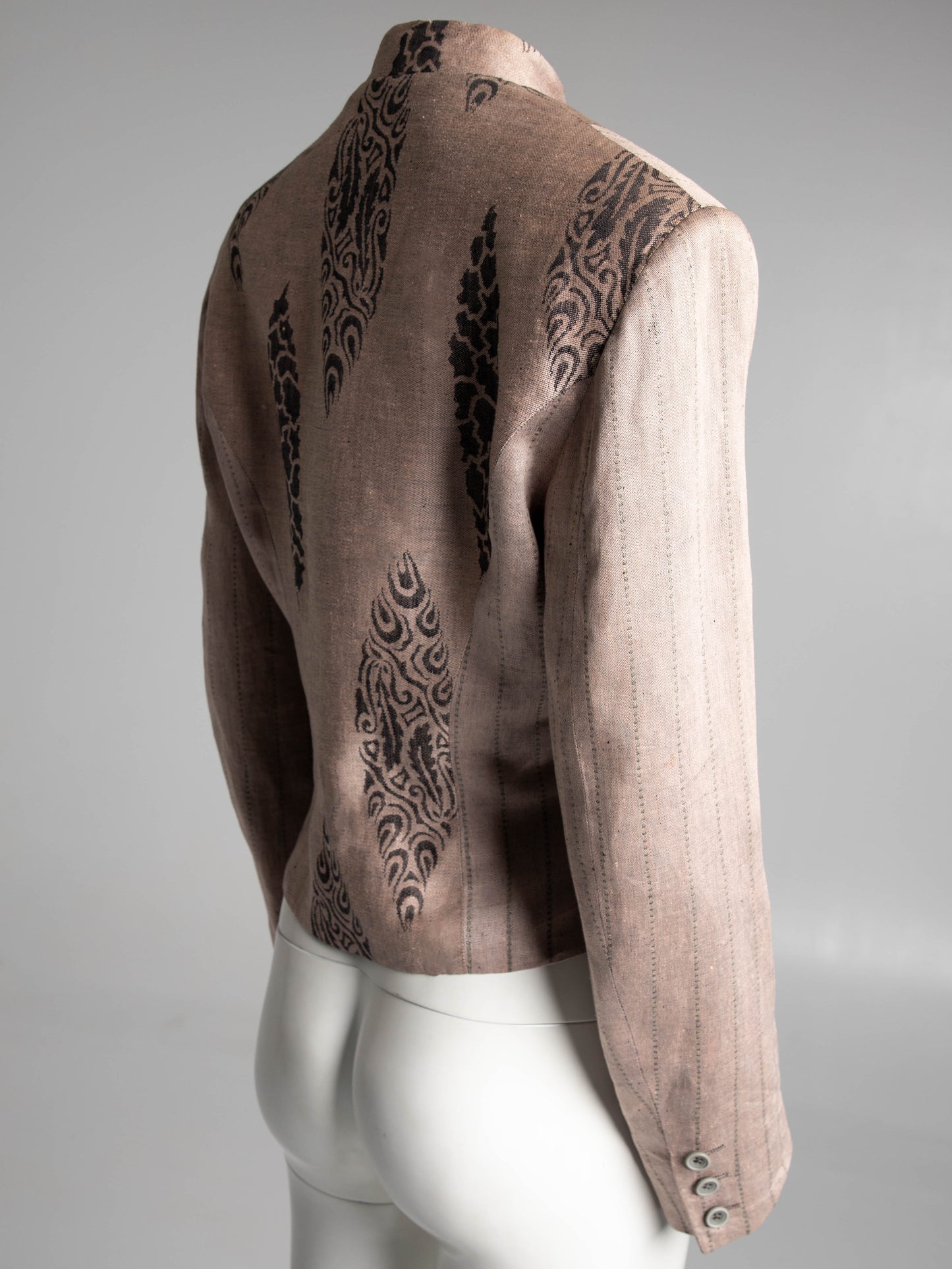 Culture Shock Koji Tatsuno Pale Pink Grey Linen Jacquard Jacket
