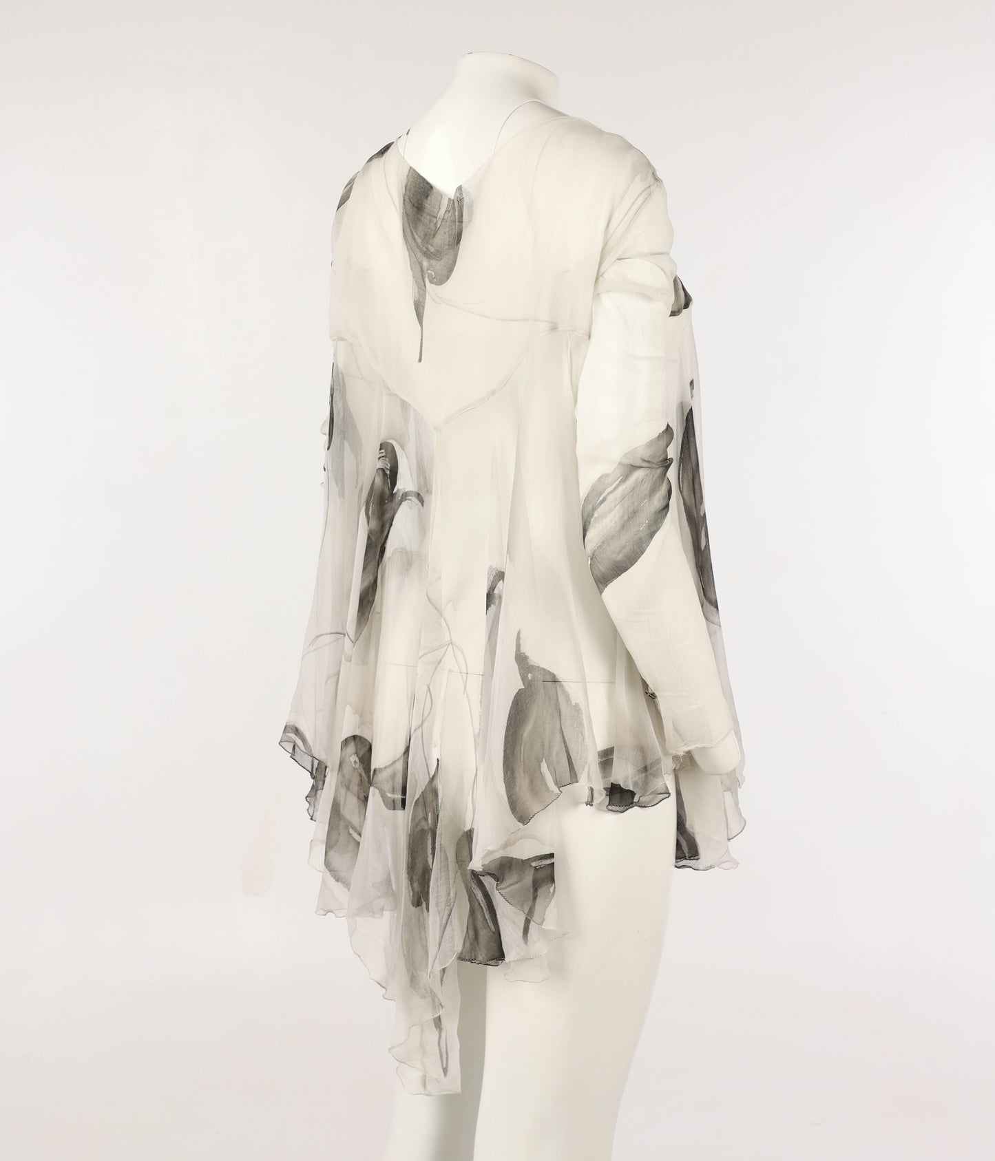 Dolce & Gabbana S/S 1991 White and Grey Watercolour Silk Babydoll