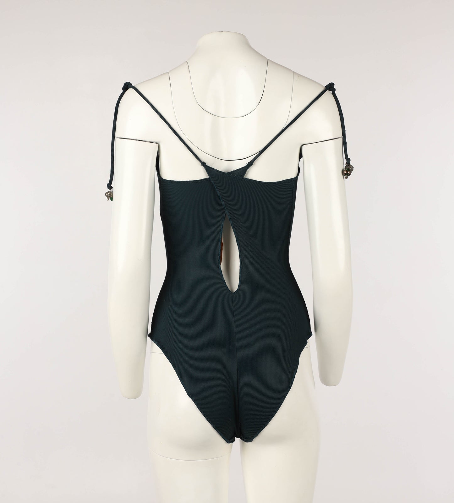 Romeo Gigli Mare Dark Green One Piece with Murano Beads Circa 90s