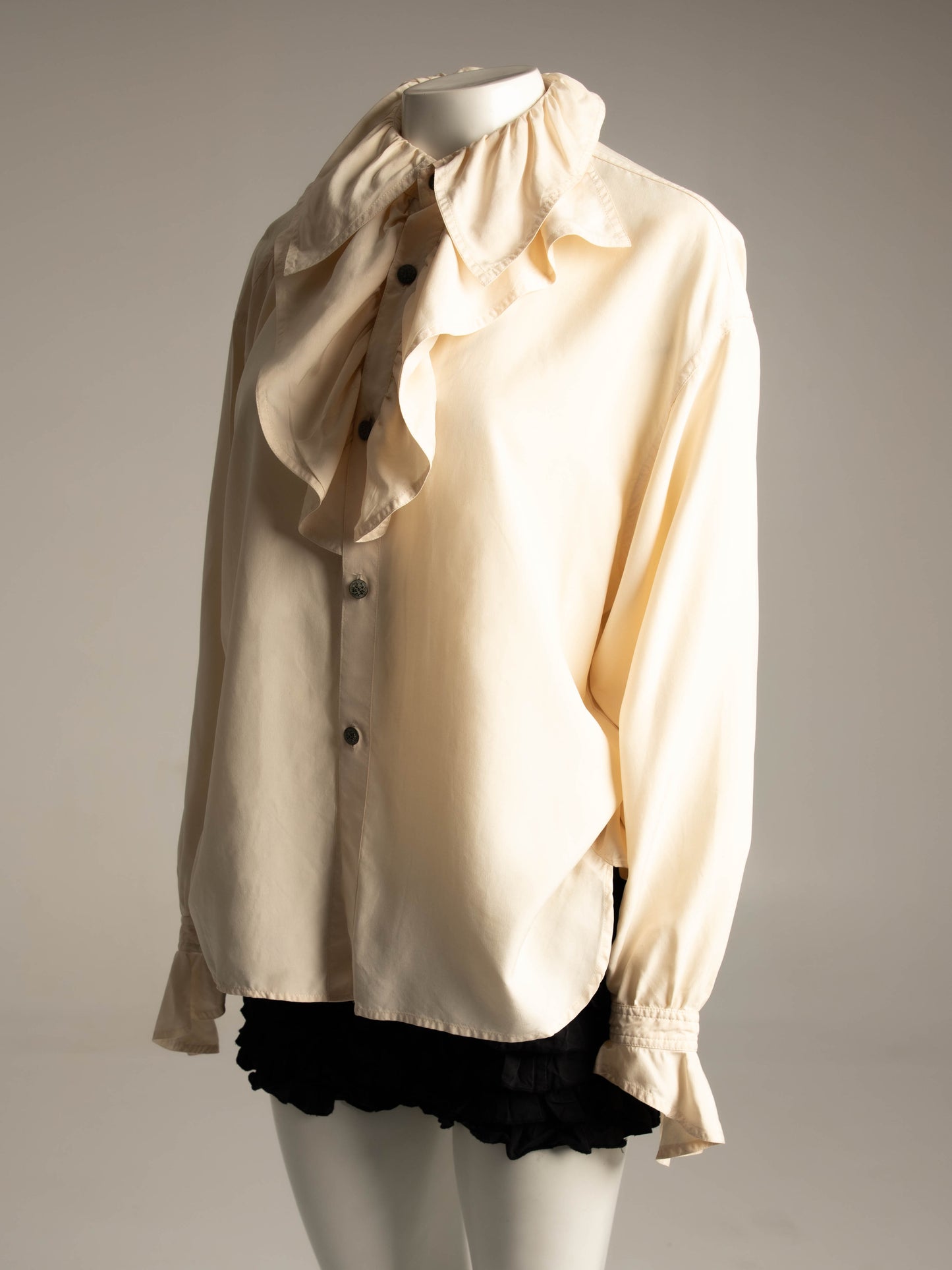Workers for Freedom A/W 1991 Cream Silk Romantic Ruffle Blouse
